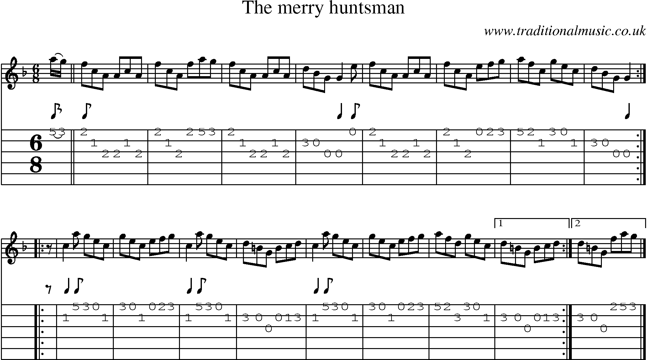 Music Score and Guitar Tabs for Merry Huntsman