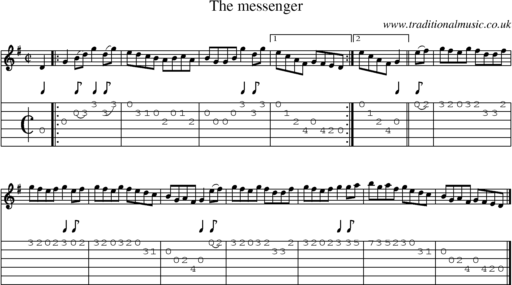 Music Score and Guitar Tabs for Messenger