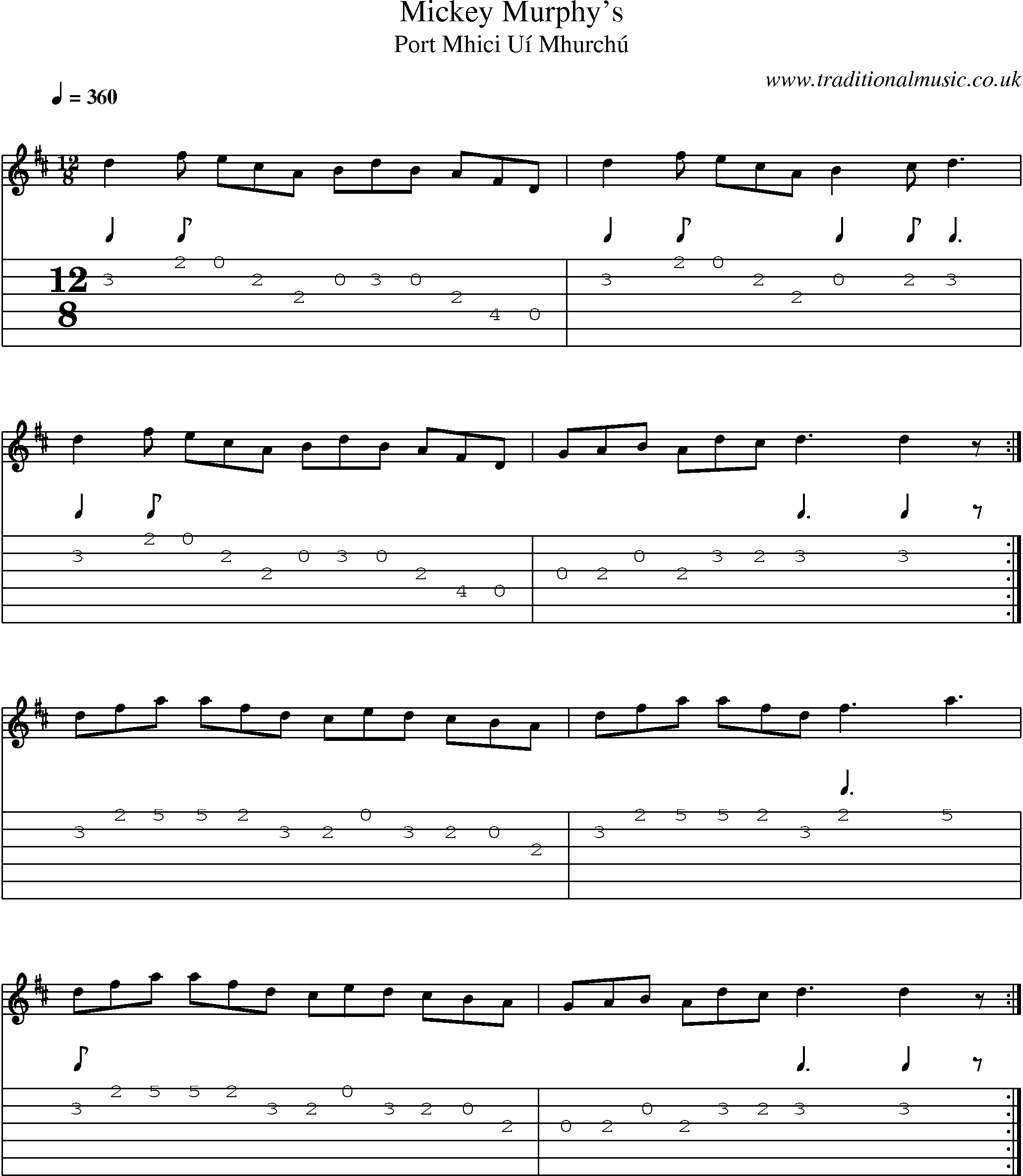 Music Score and Guitar Tabs for Mickey Murphys