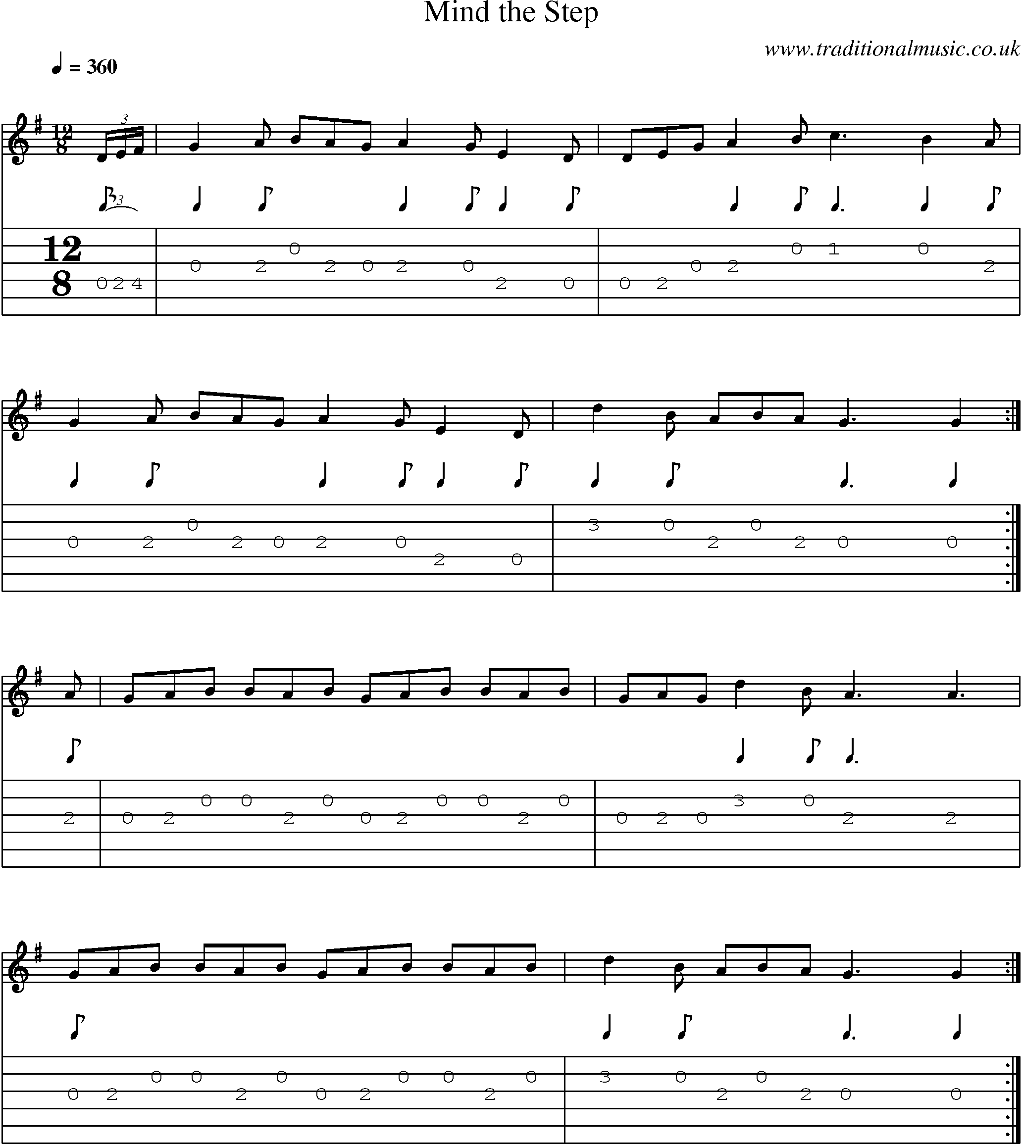 Music Score and Guitar Tabs for Mind Step