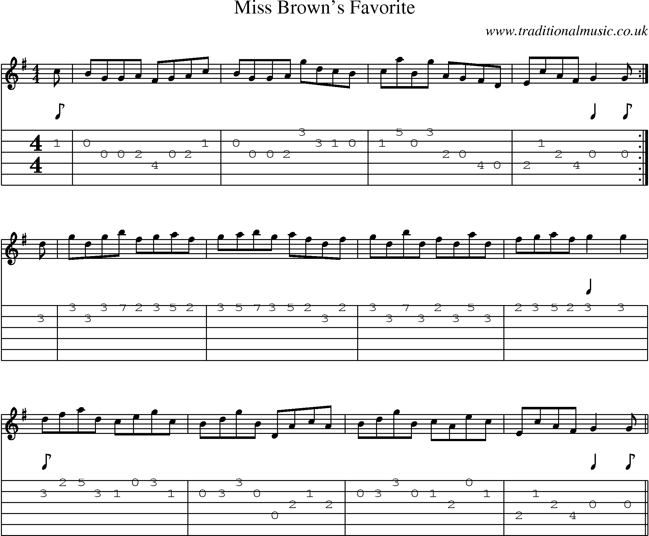 Music Score and Guitar Tabs for Miss Browns Favorite