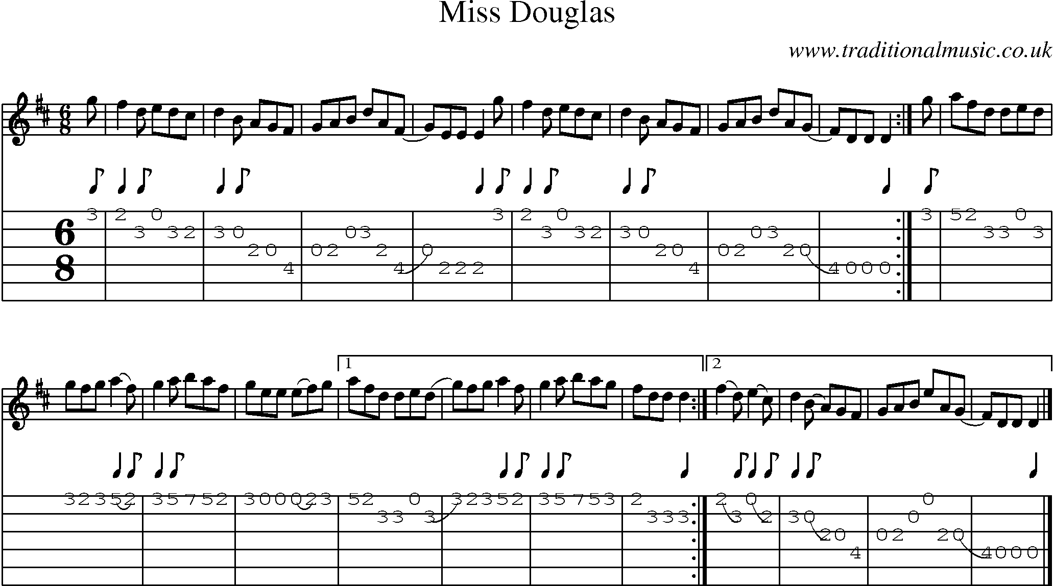 Music Score and Guitar Tabs for Miss Douglas