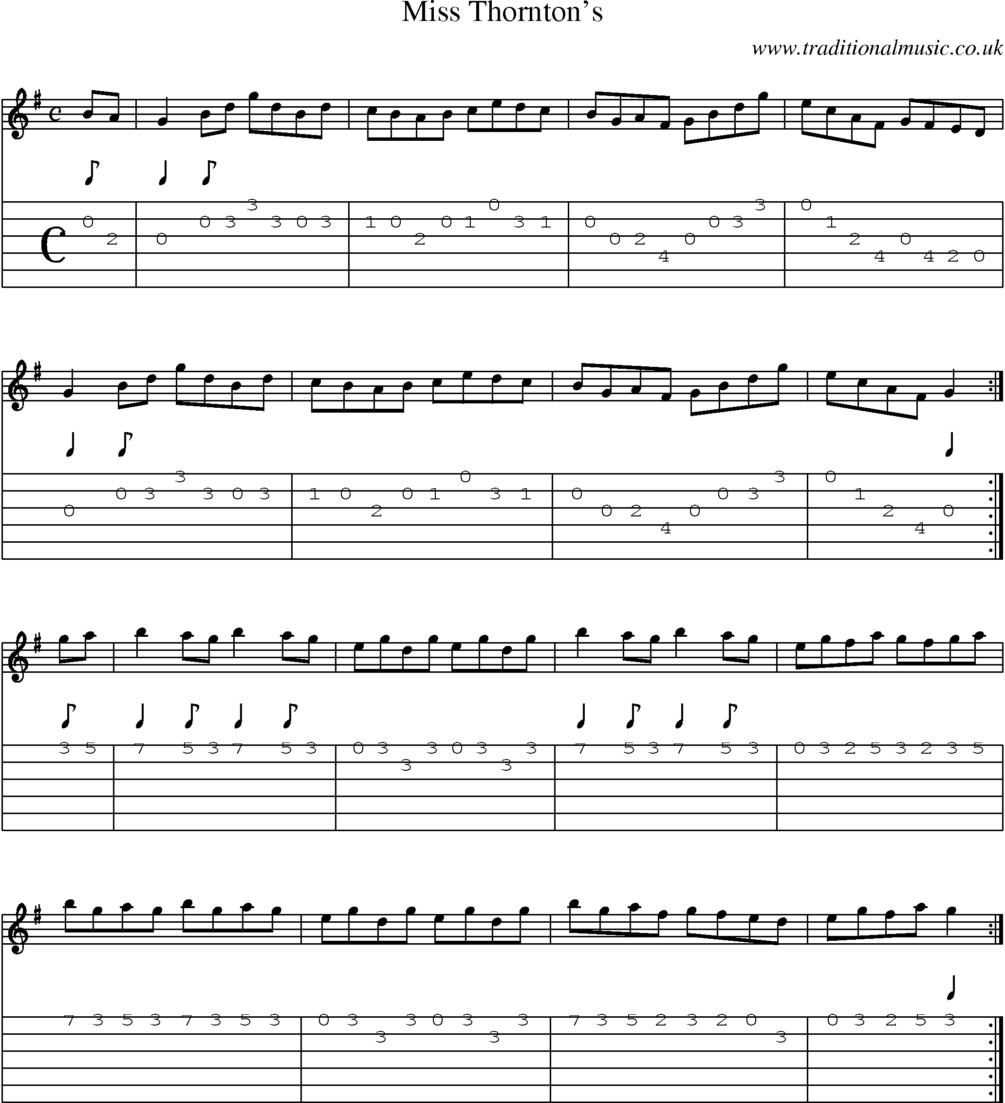 Music Score and Guitar Tabs for Miss Thorntons