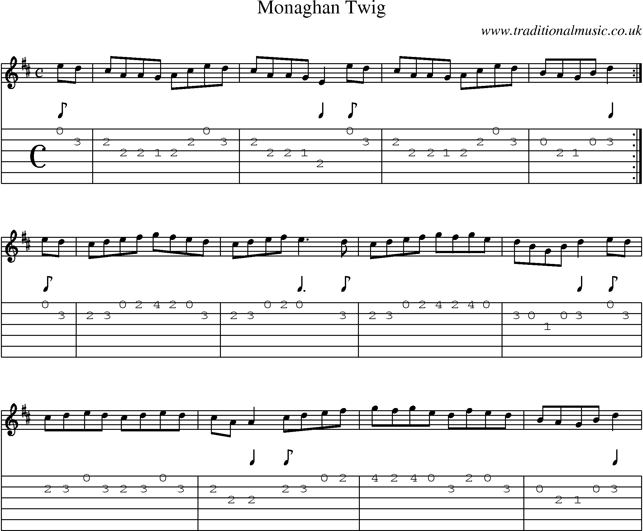 Music Score and Guitar Tabs for Monaghan Twig