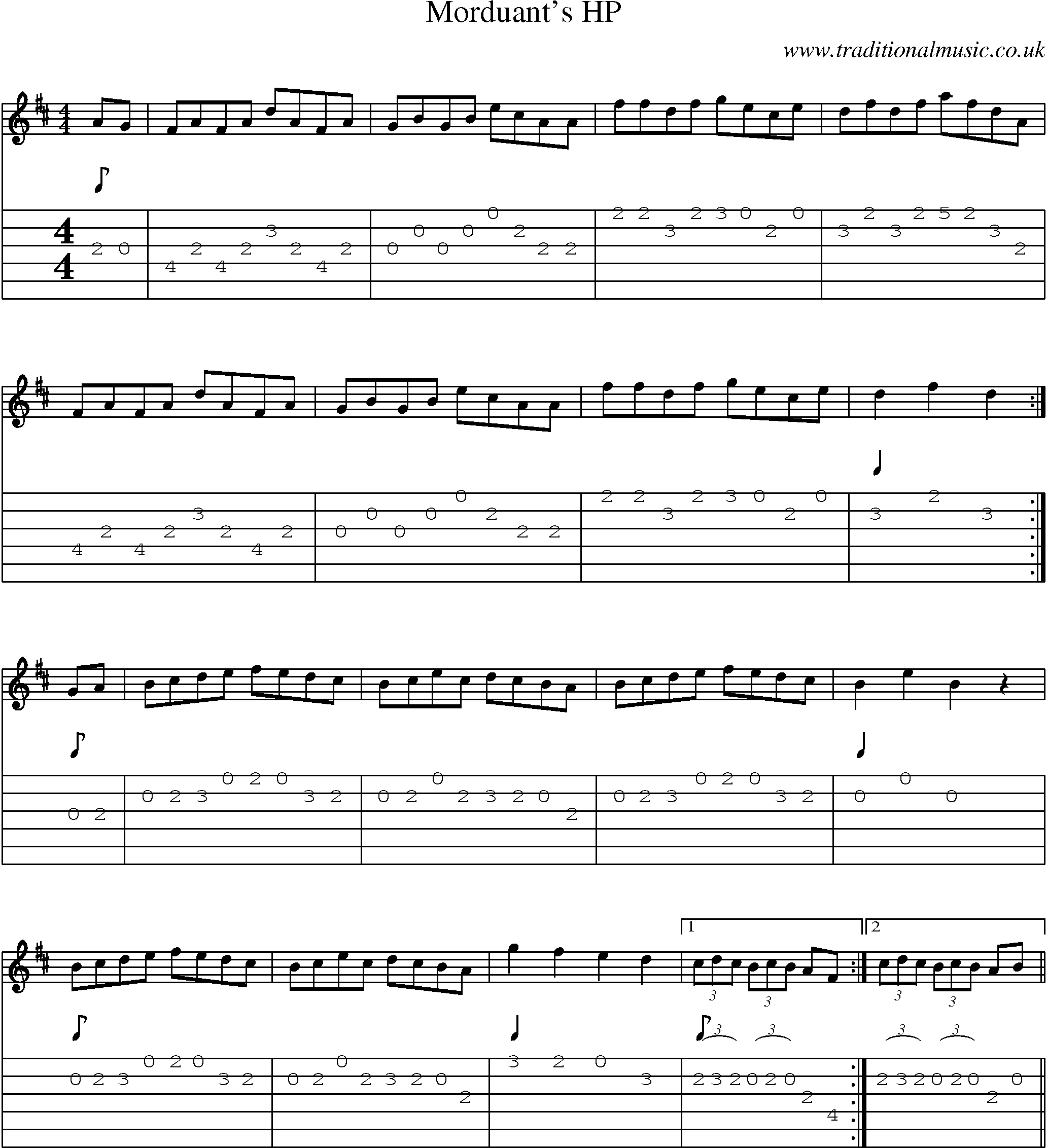 Music Score and Guitar Tabs for Morduants