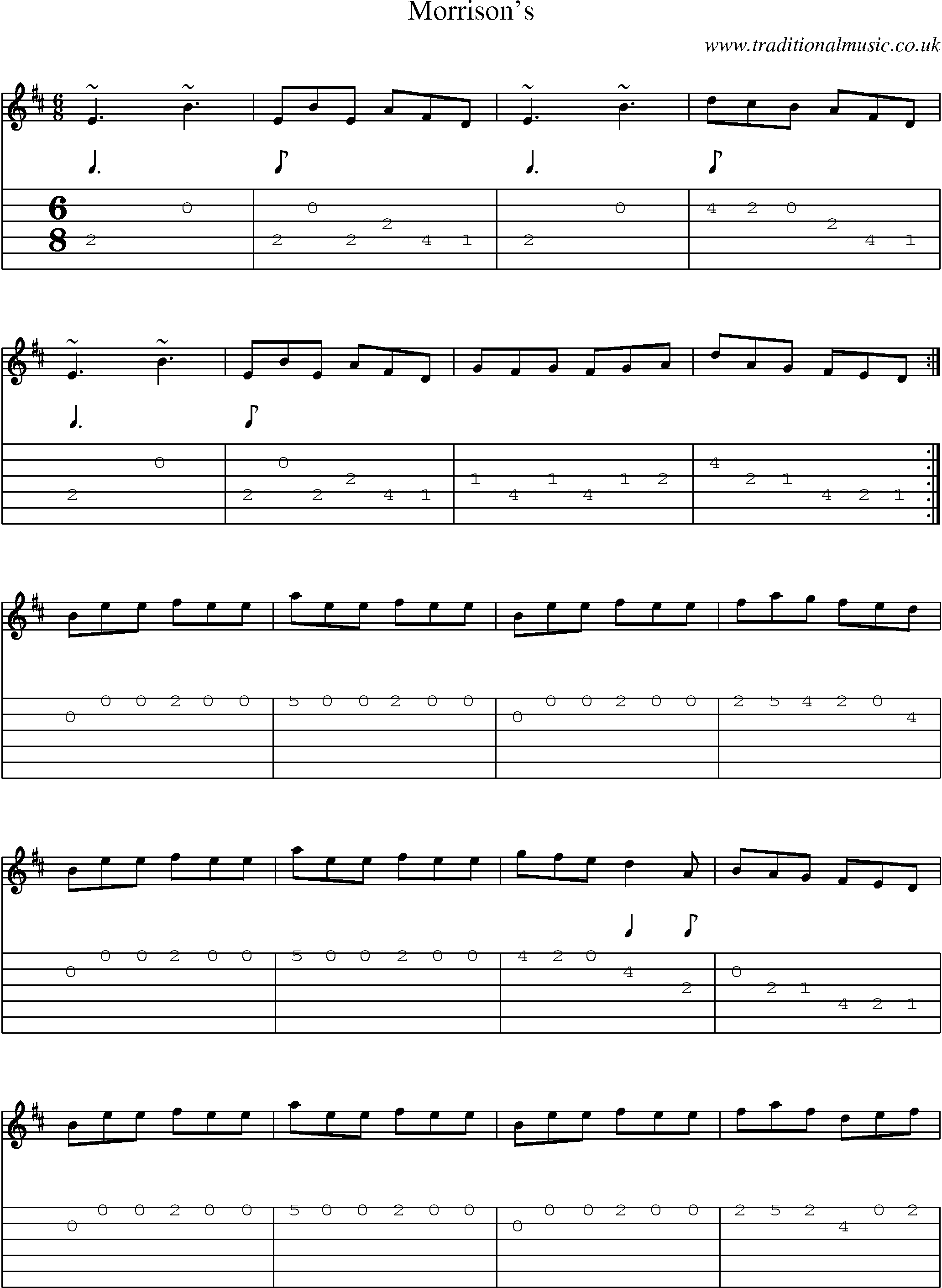 Music Score and Guitar Tabs for Morrisons