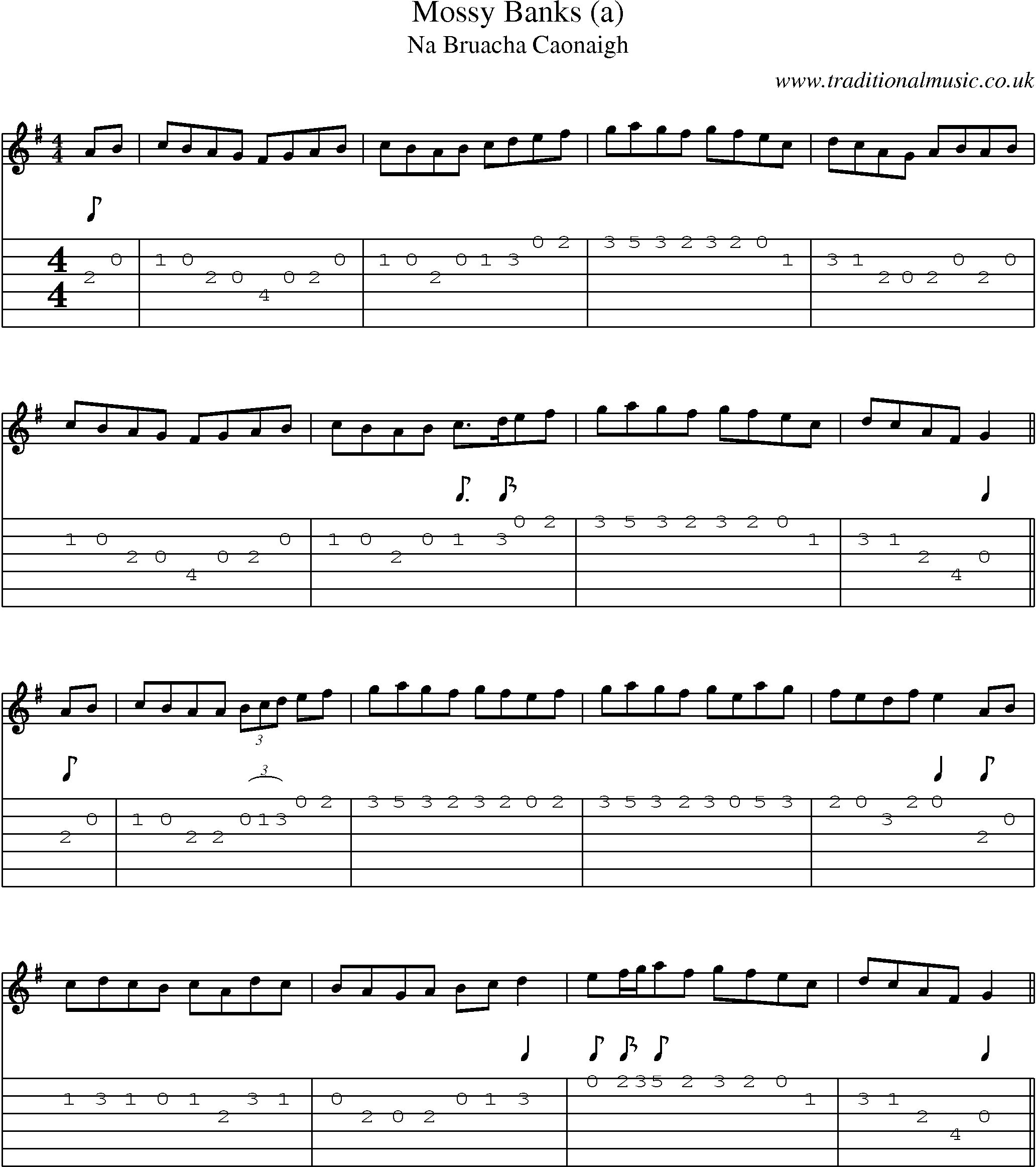 Music Score and Guitar Tabs for Mossy Banks (a)