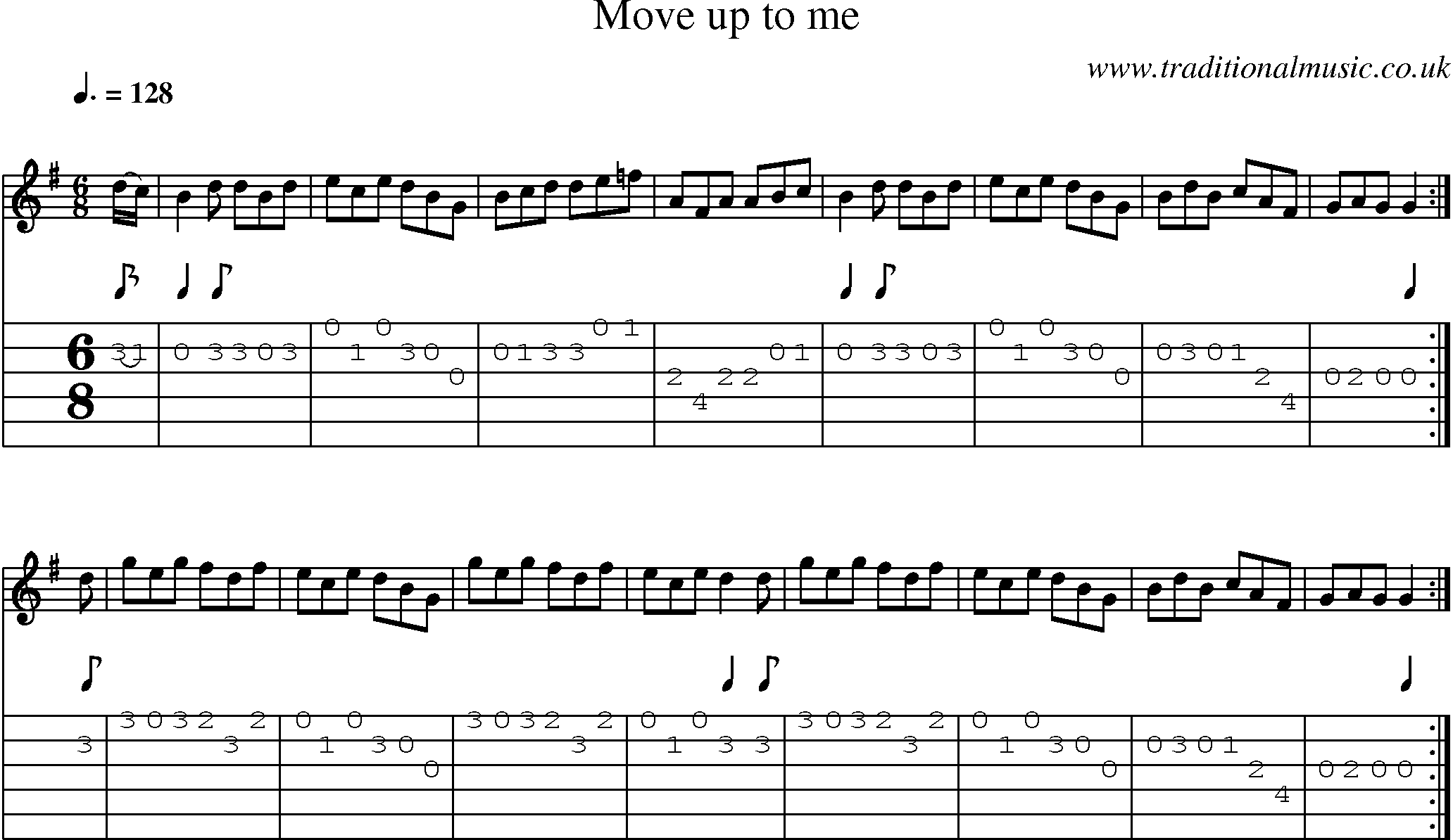 Music Score and Guitar Tabs for Move Up To Me