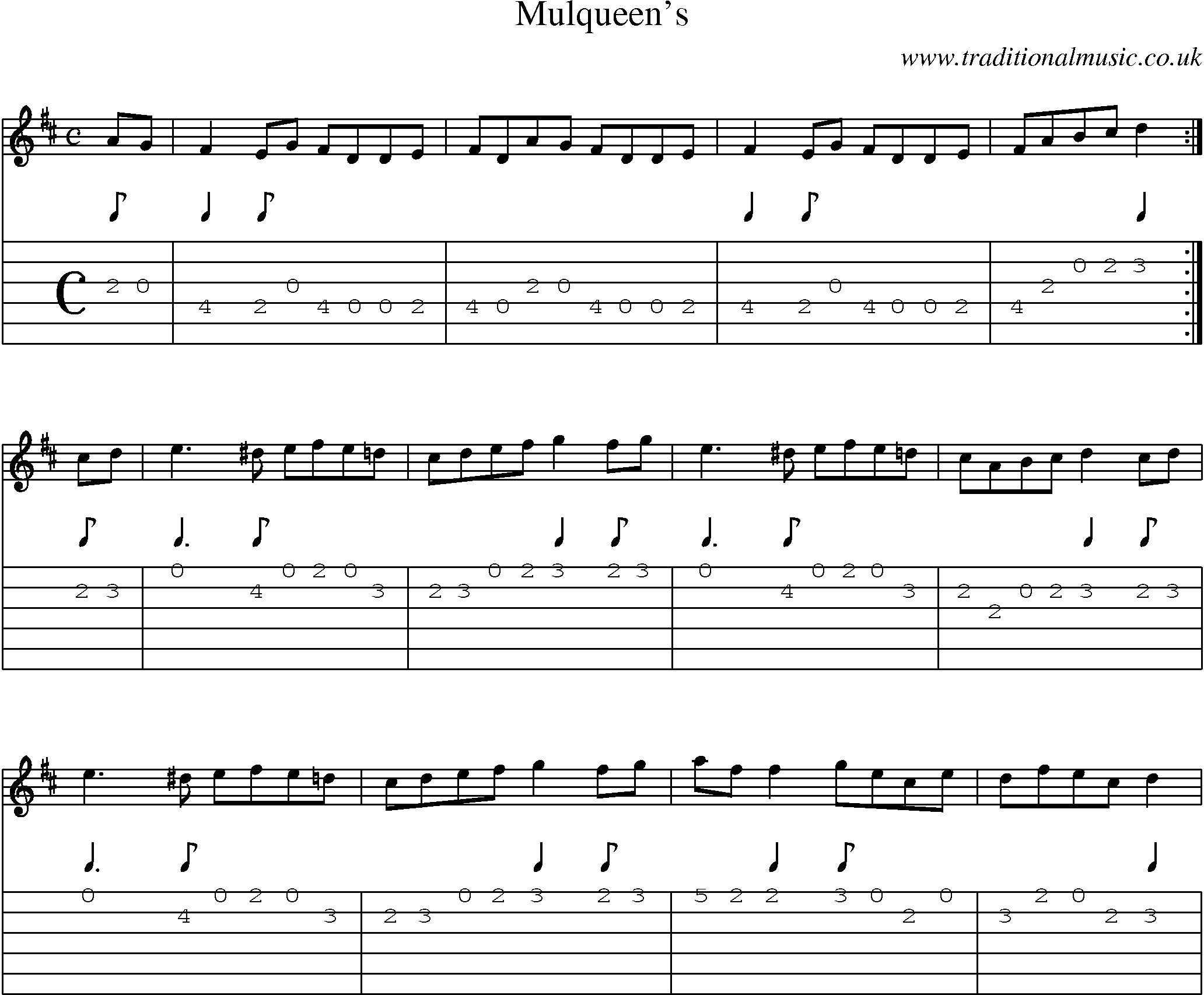Music Score and Guitar Tabs for Mulqueens