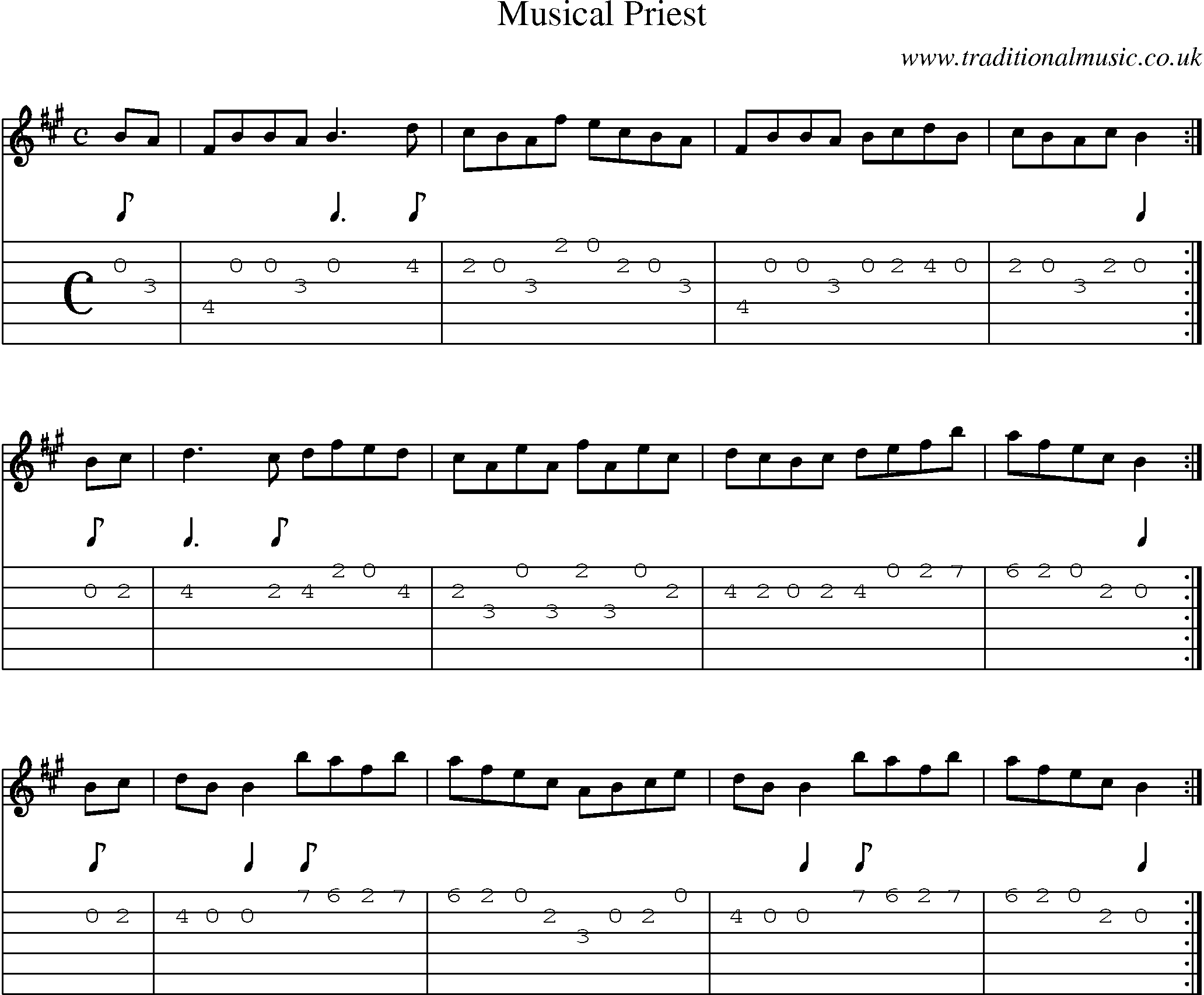 Music Score and Guitar Tabs for Musical Priest