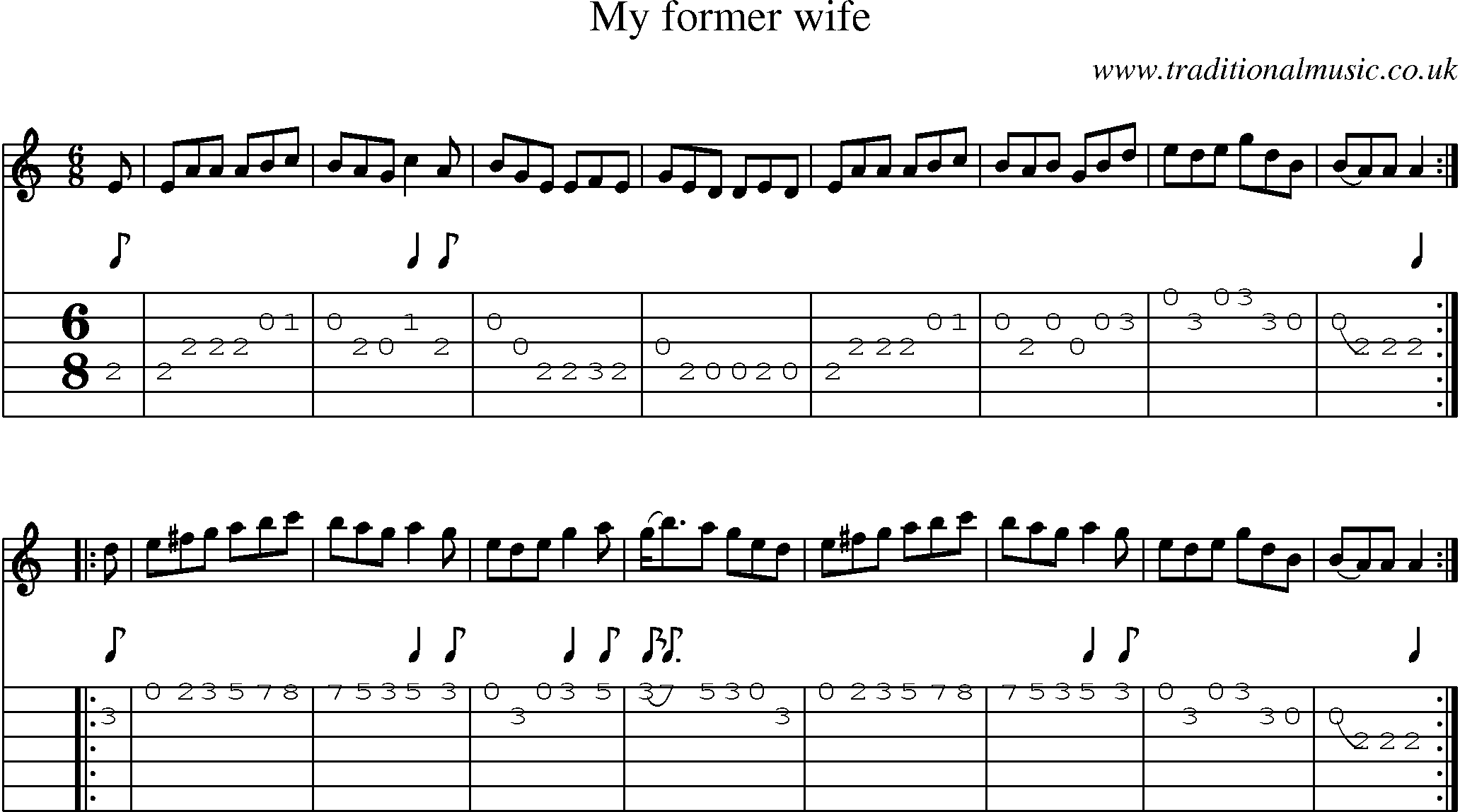 Music Score and Guitar Tabs for My Former Wife