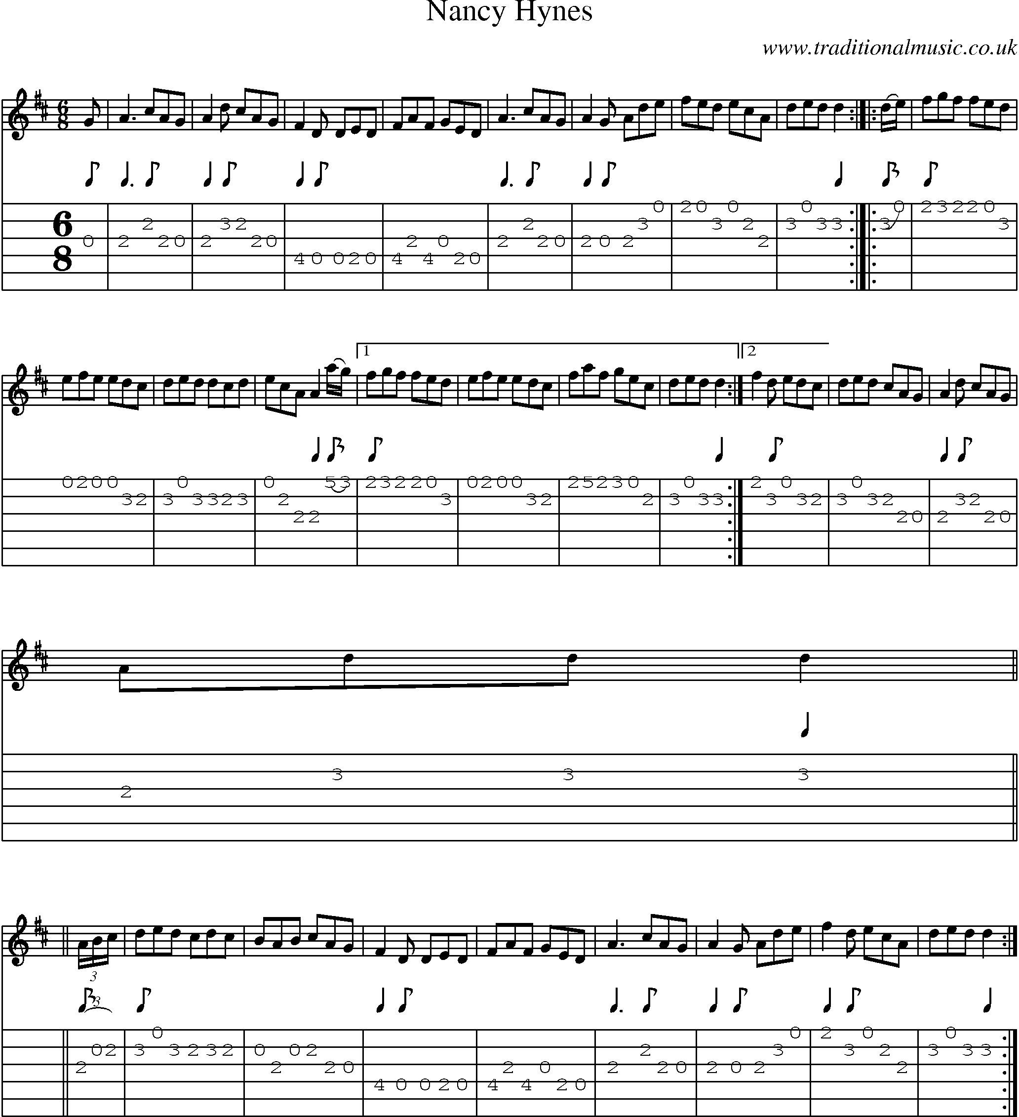 Music Score and Guitar Tabs for Nancy Hynes