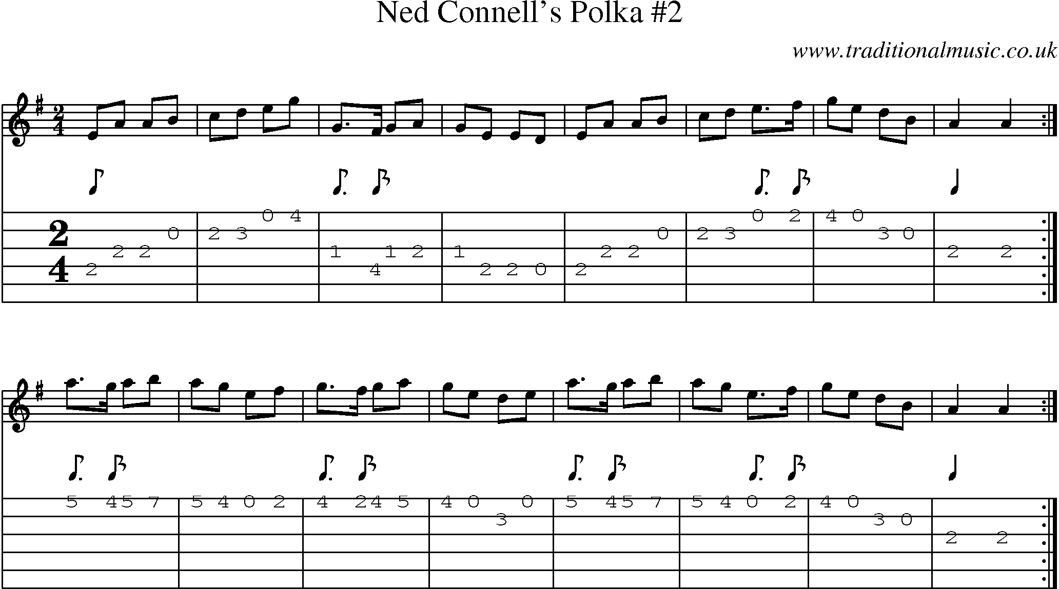 Music Score and Guitar Tabs for Ned Connells Polka 2