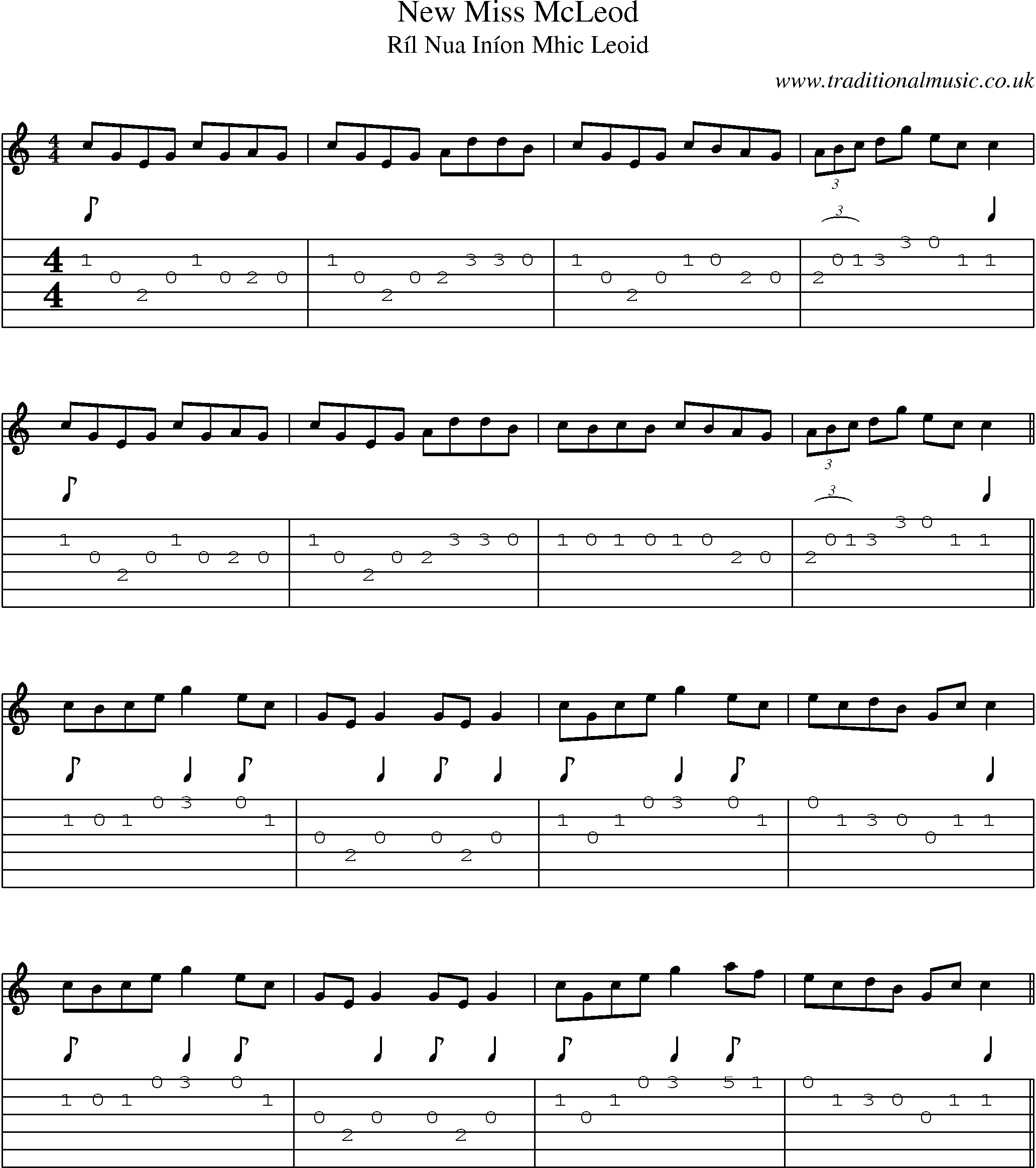 Music Score and Guitar Tabs for New Miss Mcleod