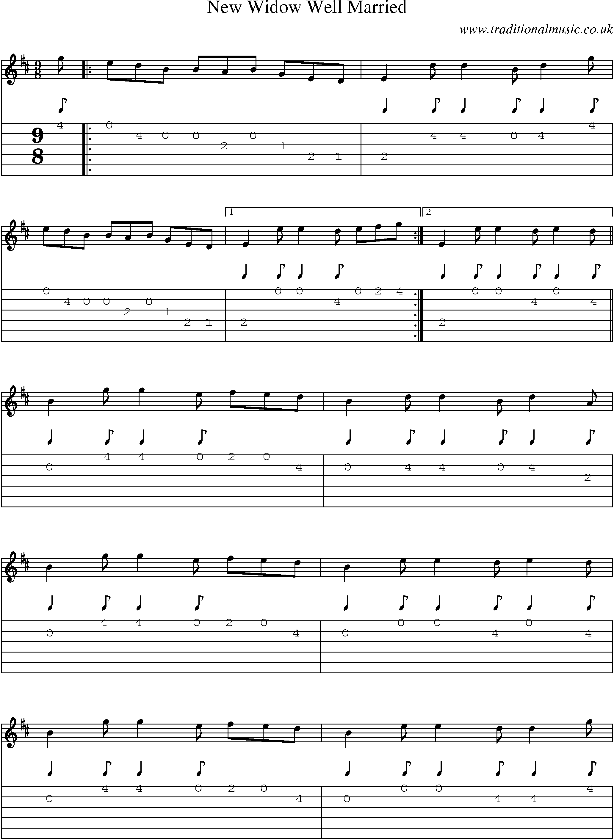 Music Score and Guitar Tabs for New Widow Well Married
