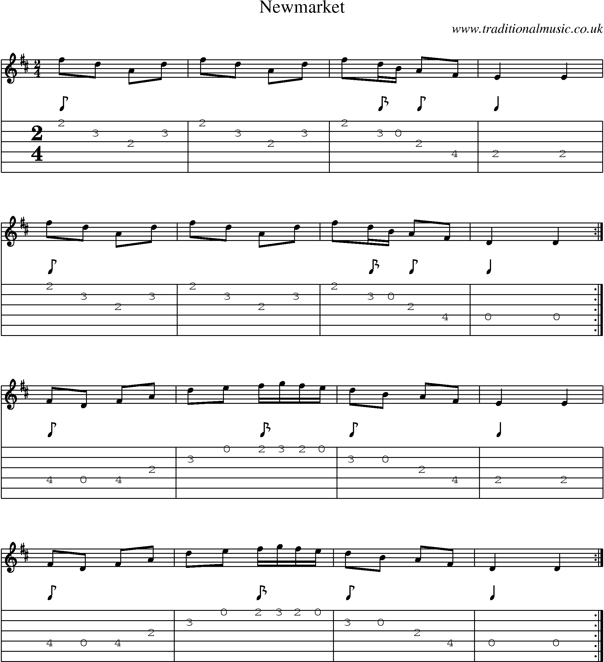 Music Score and Guitar Tabs for Newmarket