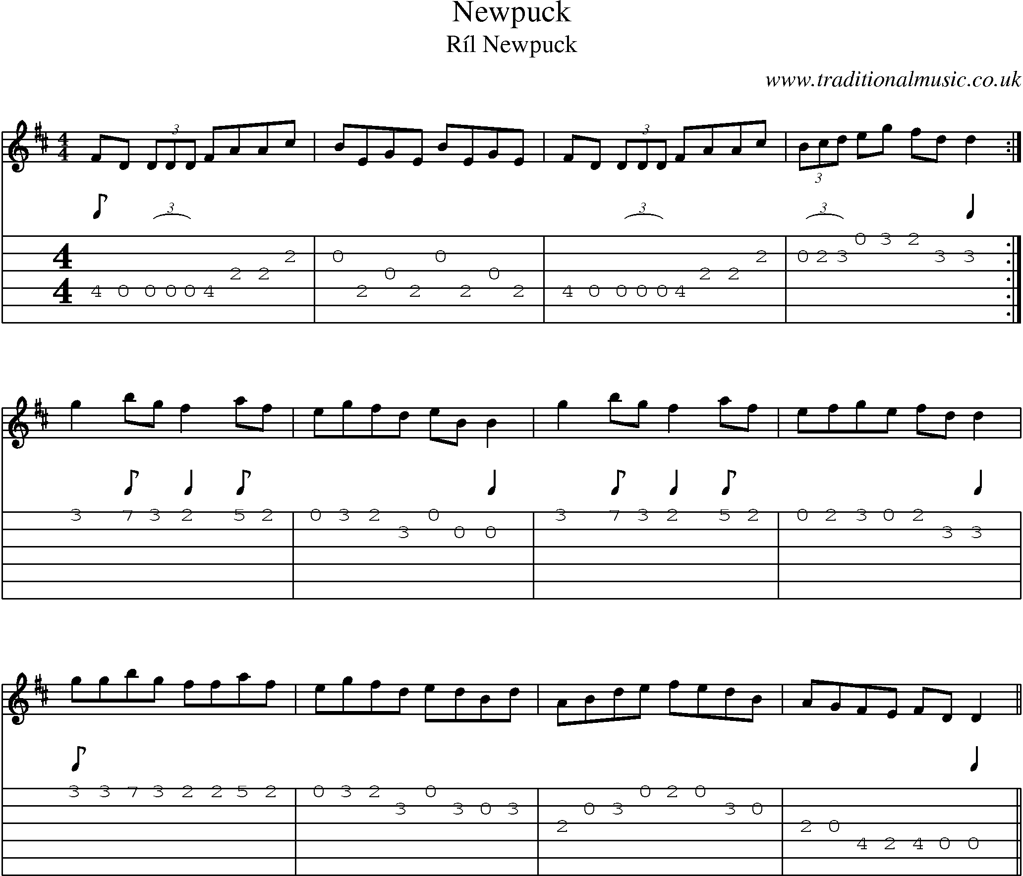 Music Score and Guitar Tabs for Newpuck