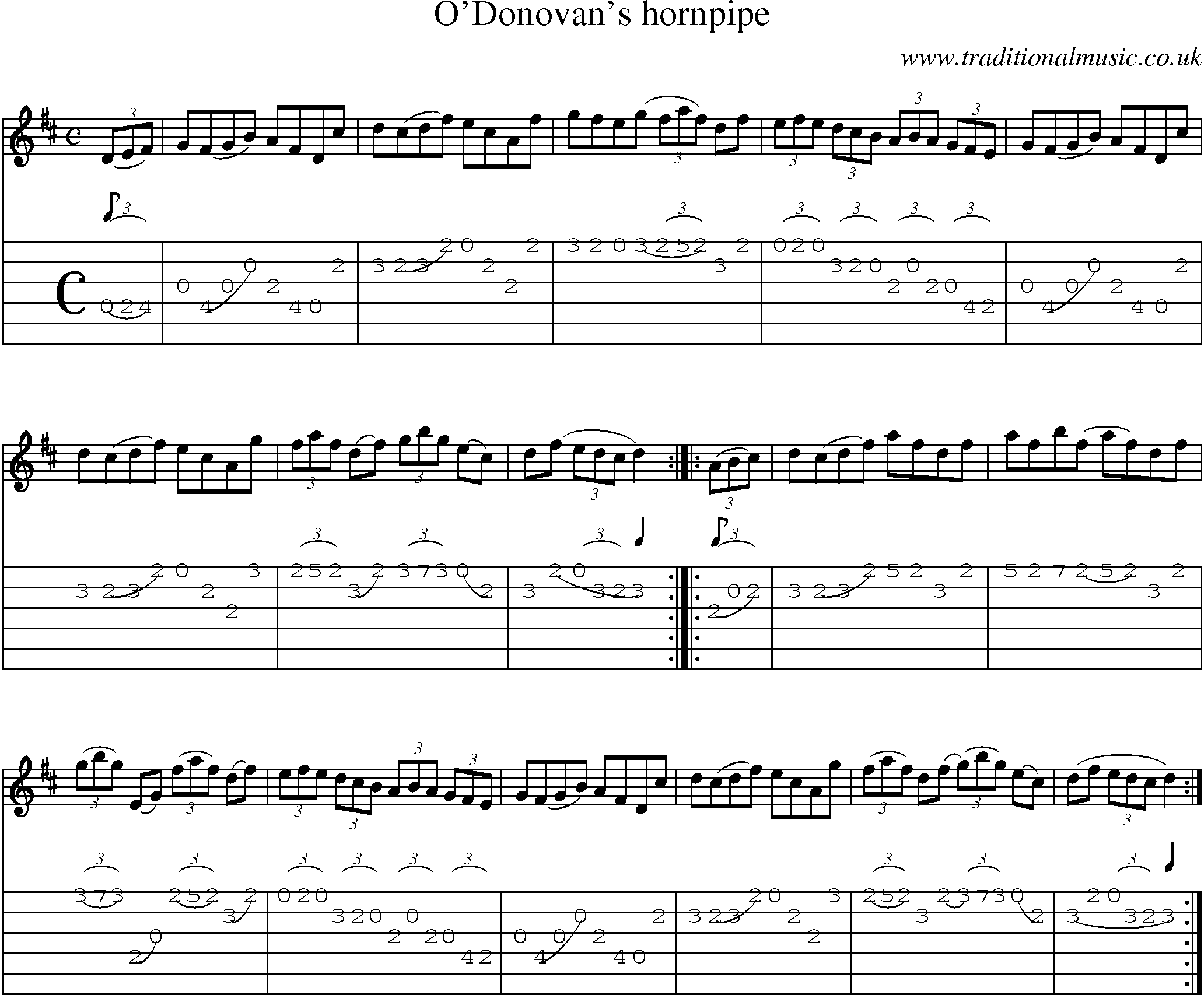 Music Score and Guitar Tabs for O Donovans Hornpipe