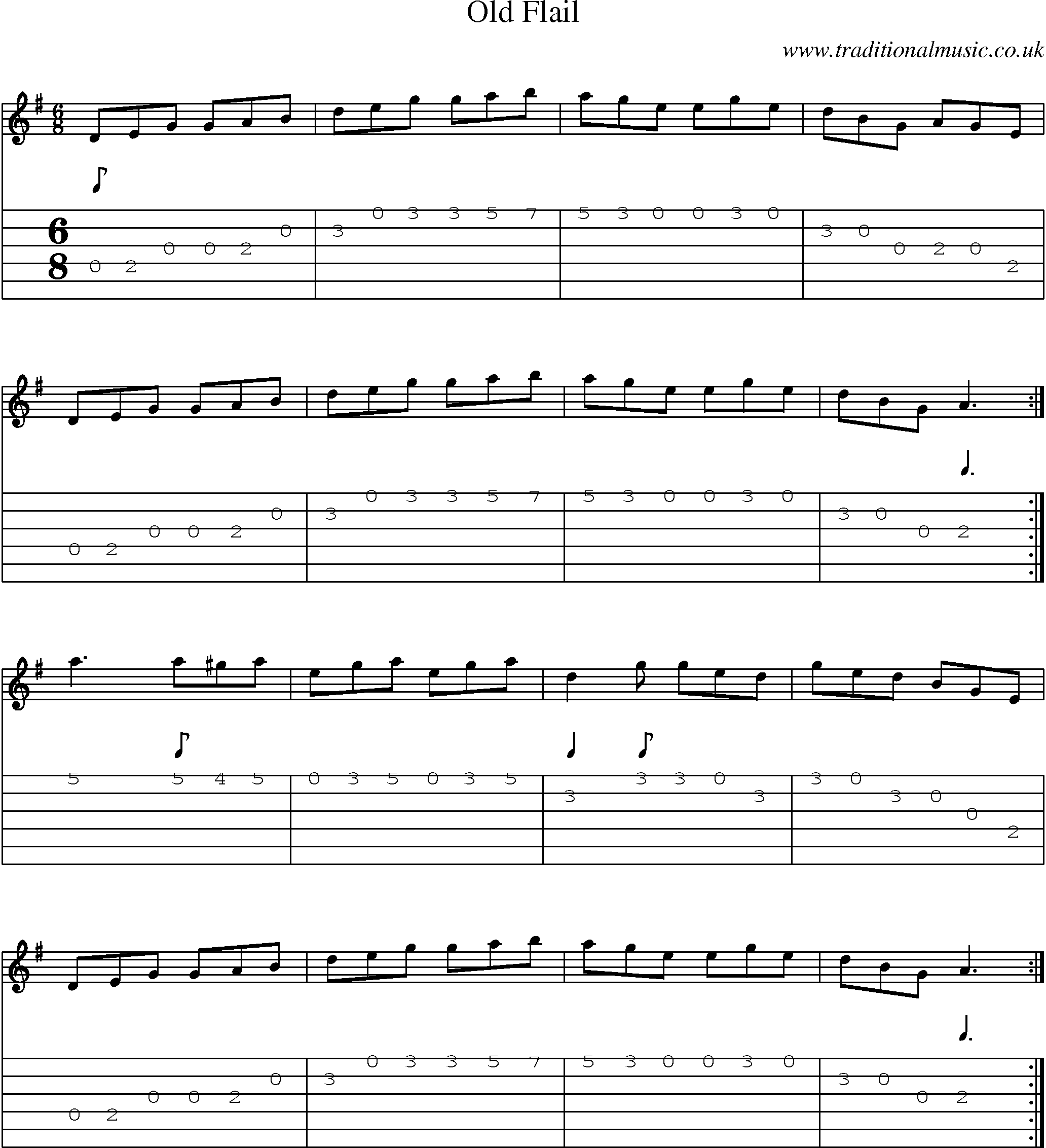 Music Score and Guitar Tabs for Old Flail