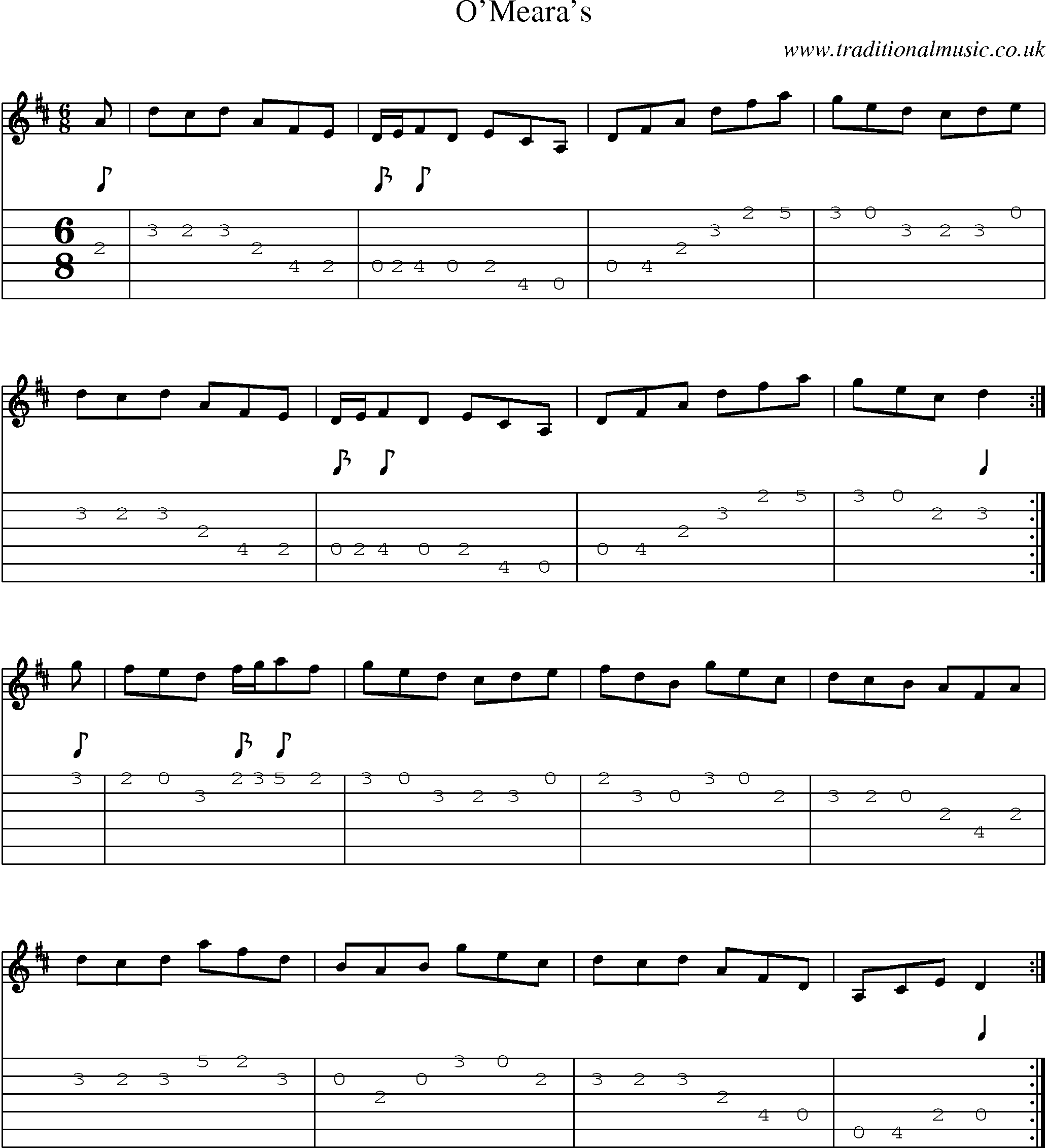 Music Score and Guitar Tabs for Omearas