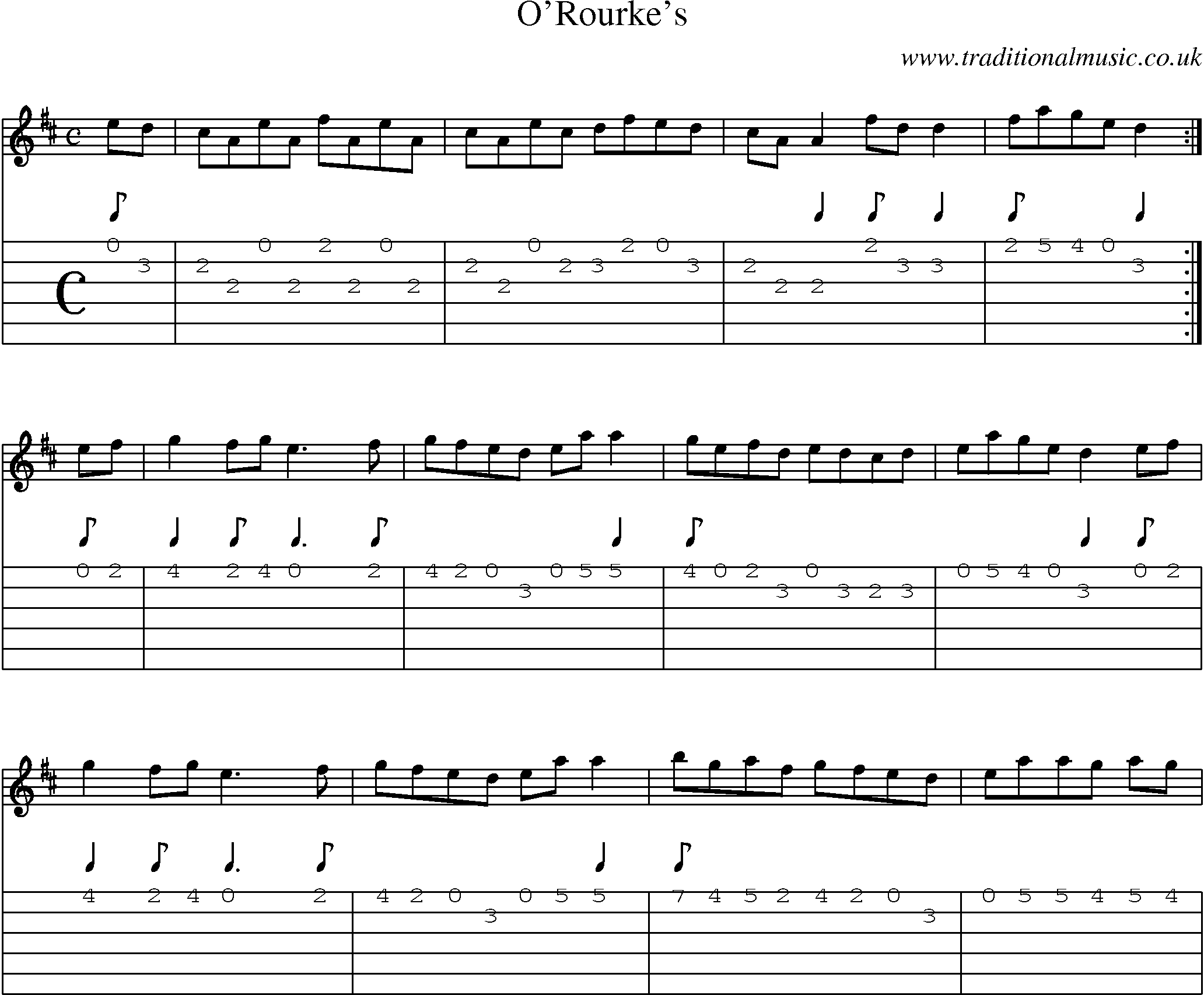 Music Score and Guitar Tabs for Orourkes