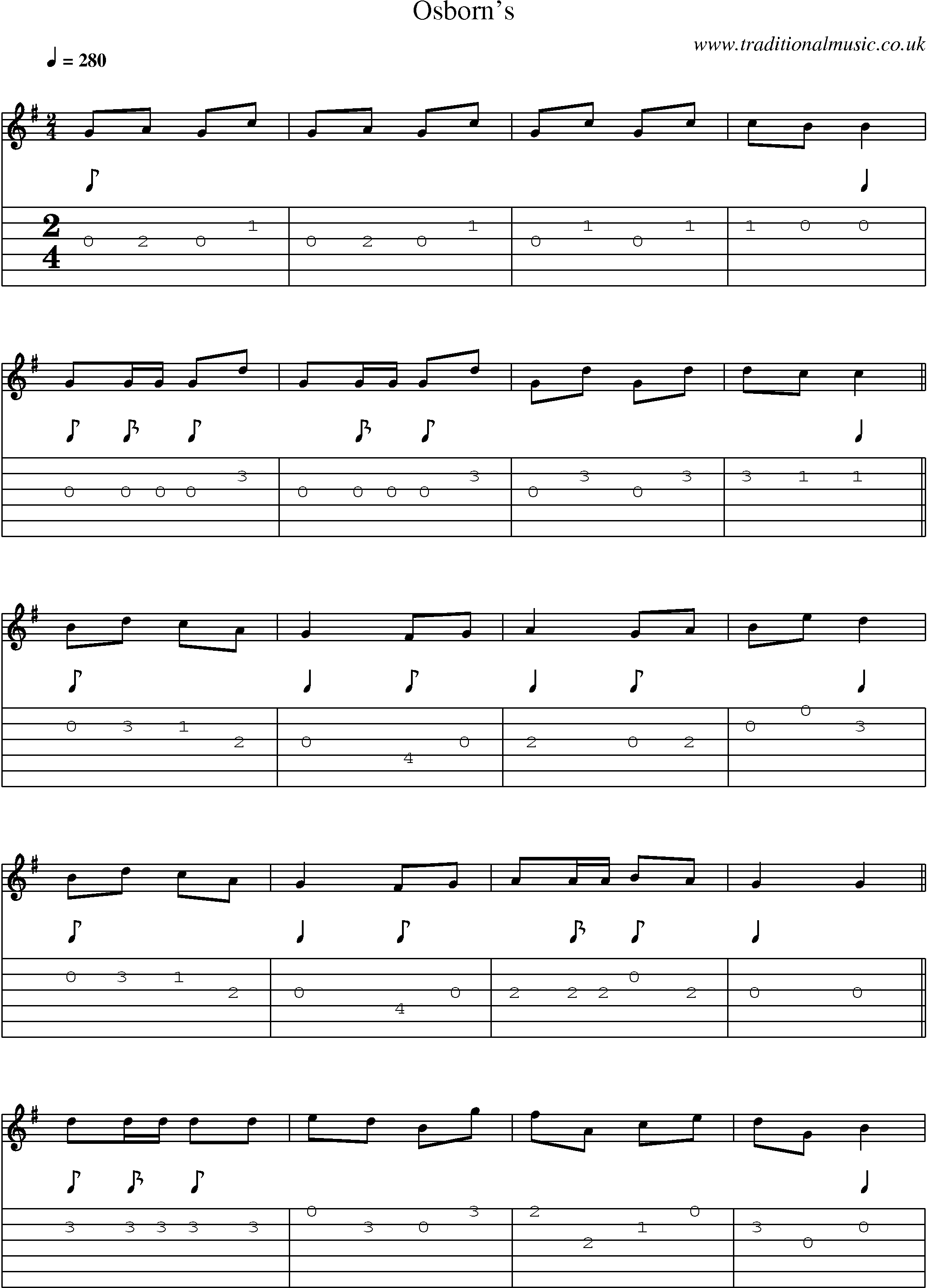 Music Score and Guitar Tabs for Osborns