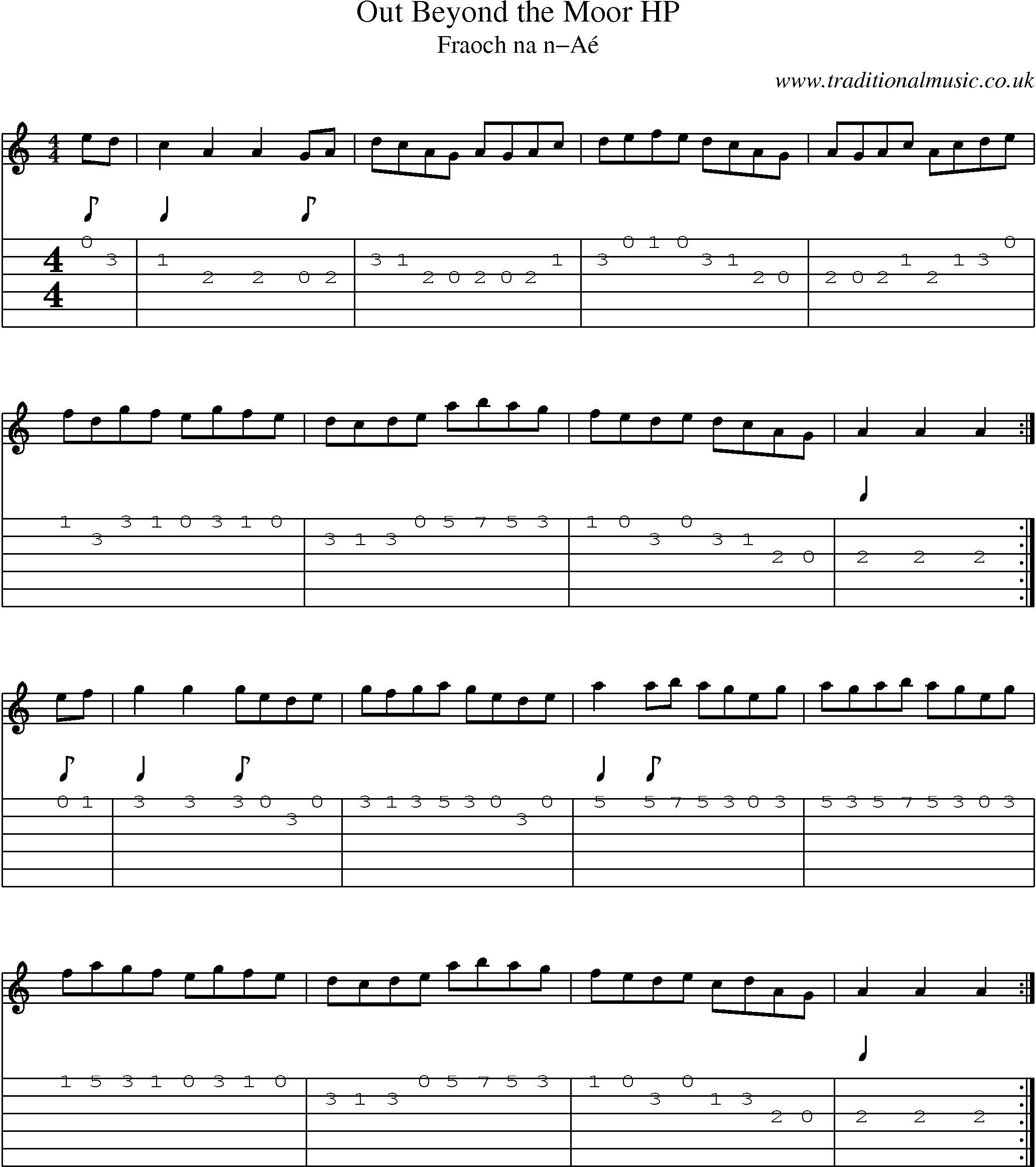 Music Score and Guitar Tabs for Out Beyond Moor