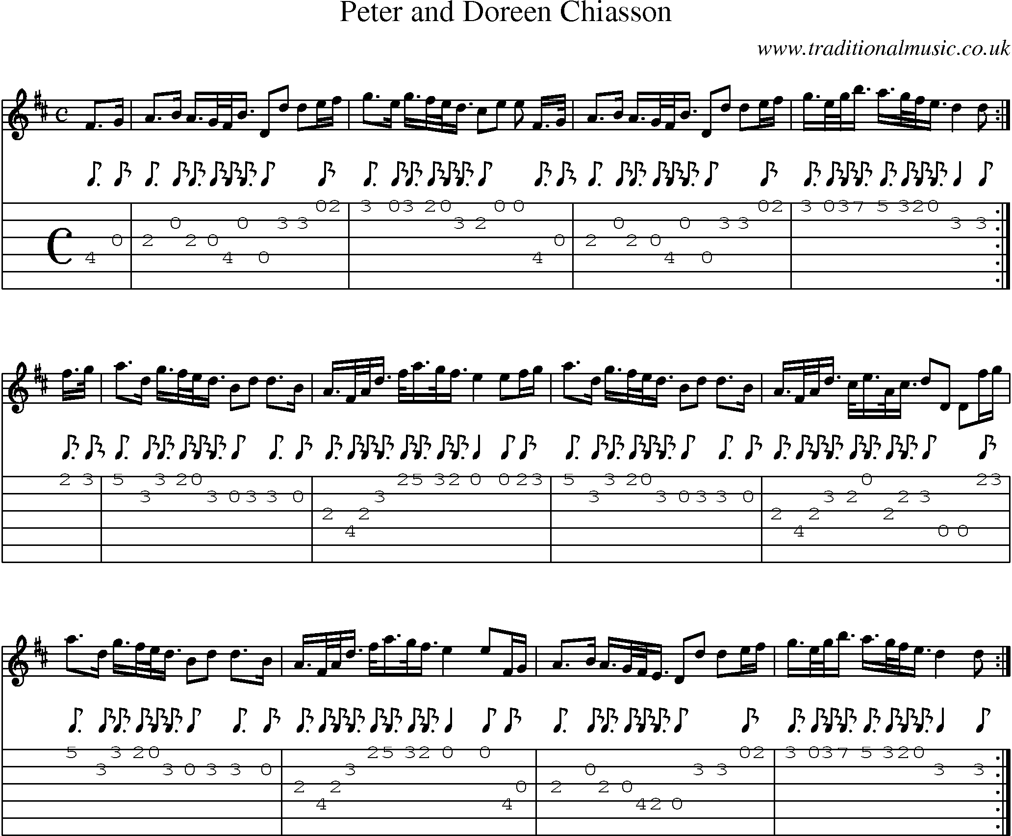 Music Score and Guitar Tabs for Peter And Doreen Chiasson