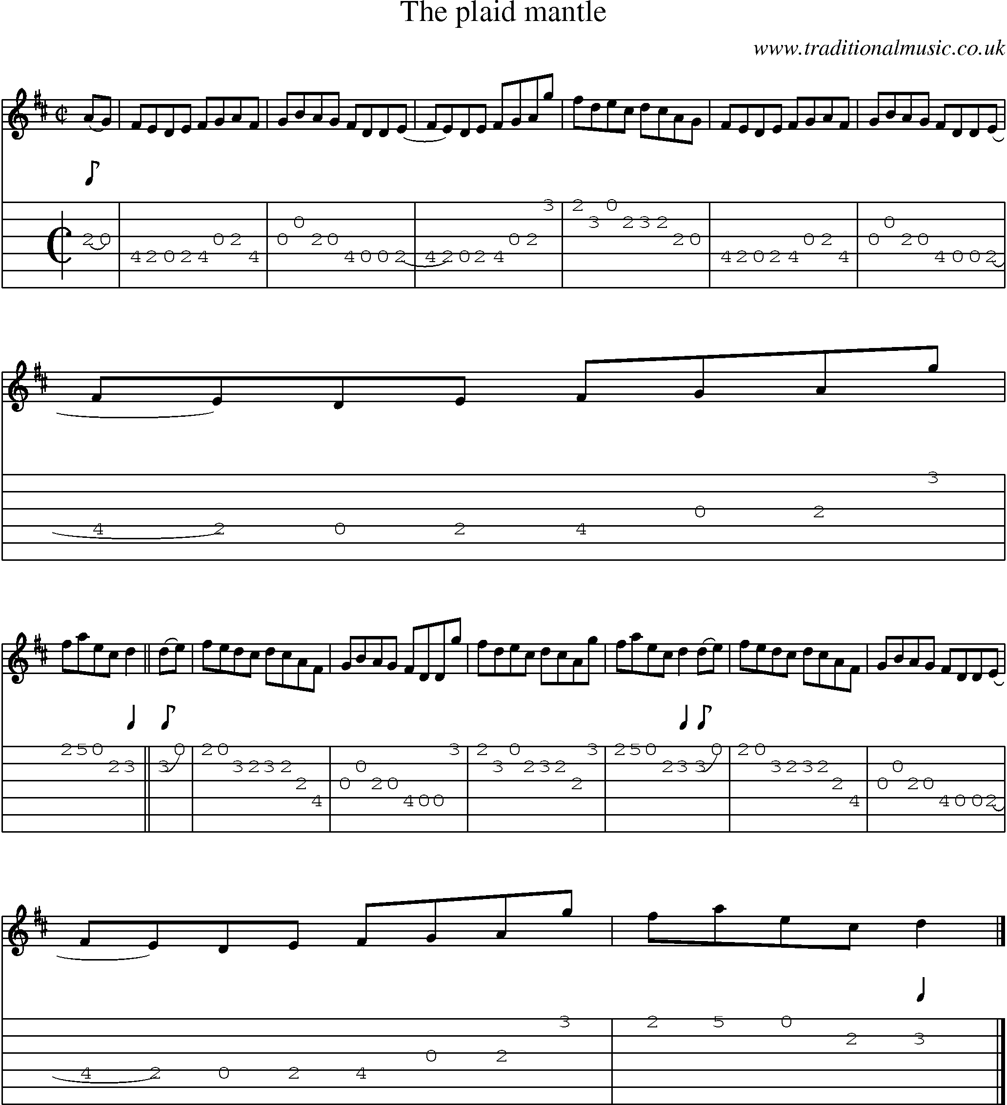 Music Score and Guitar Tabs for Plaid Mantle