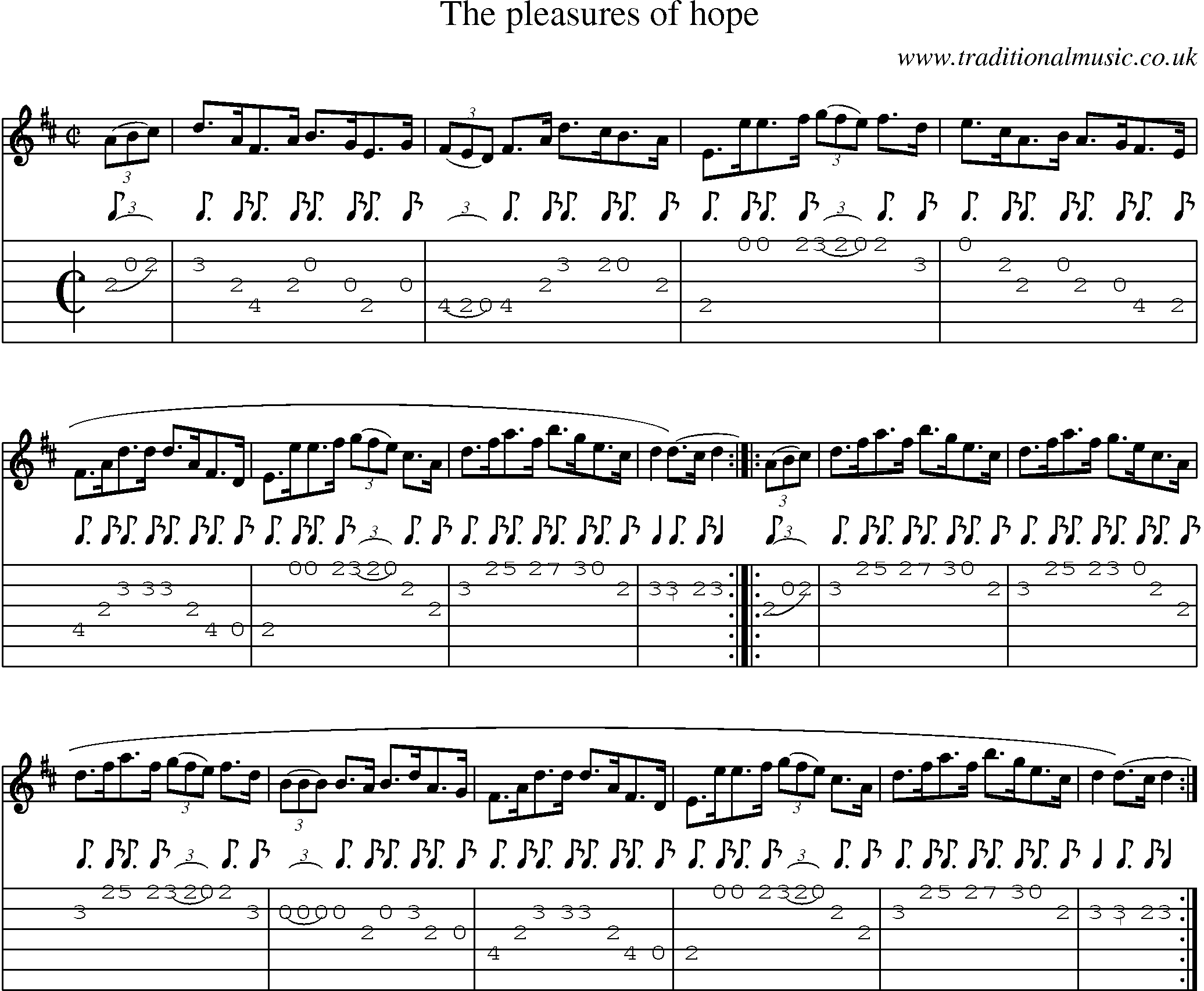 Music Score and Guitar Tabs for Pleasures Of Hope