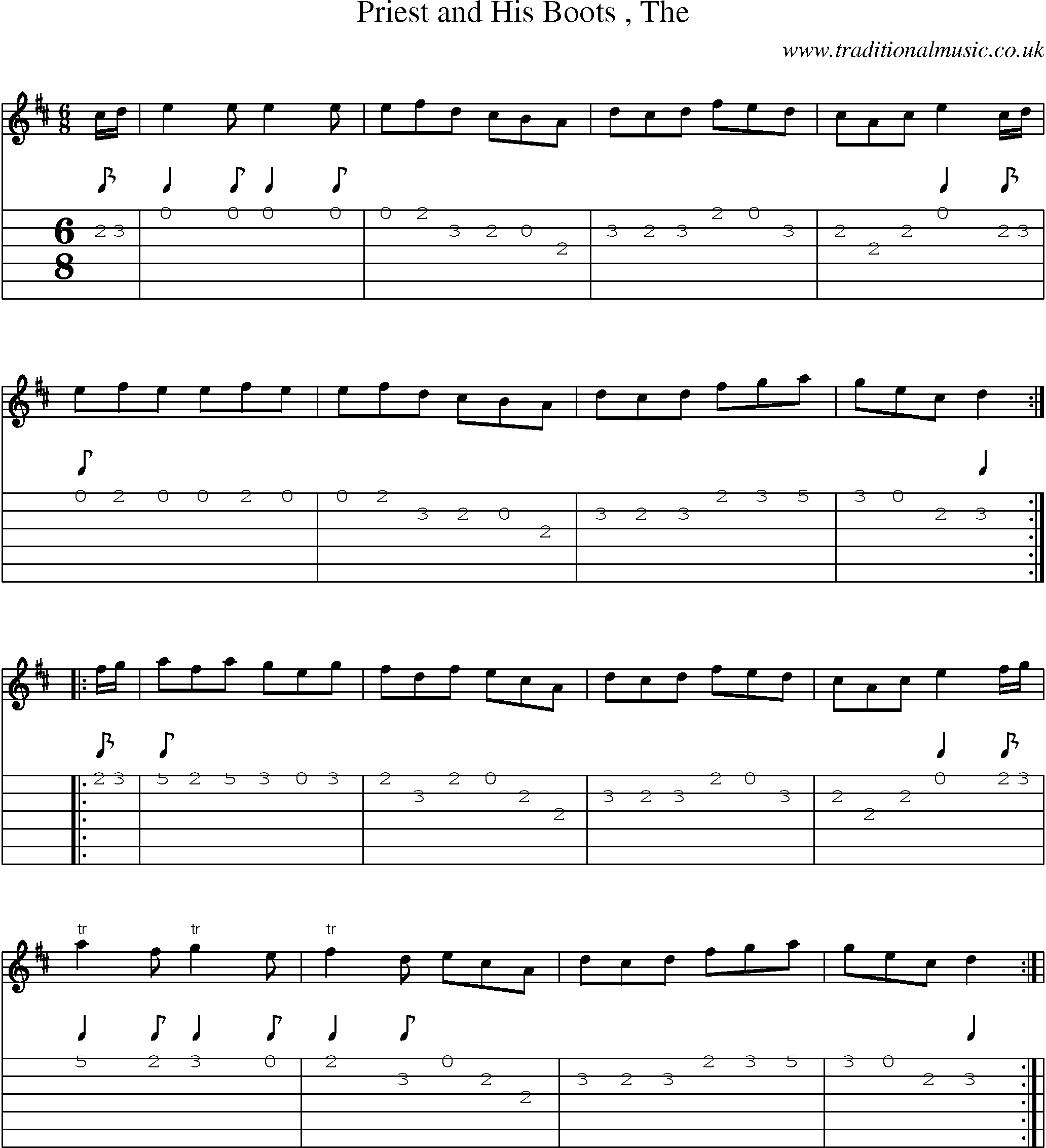 Music Score and Guitar Tabs for Priest And His Boots