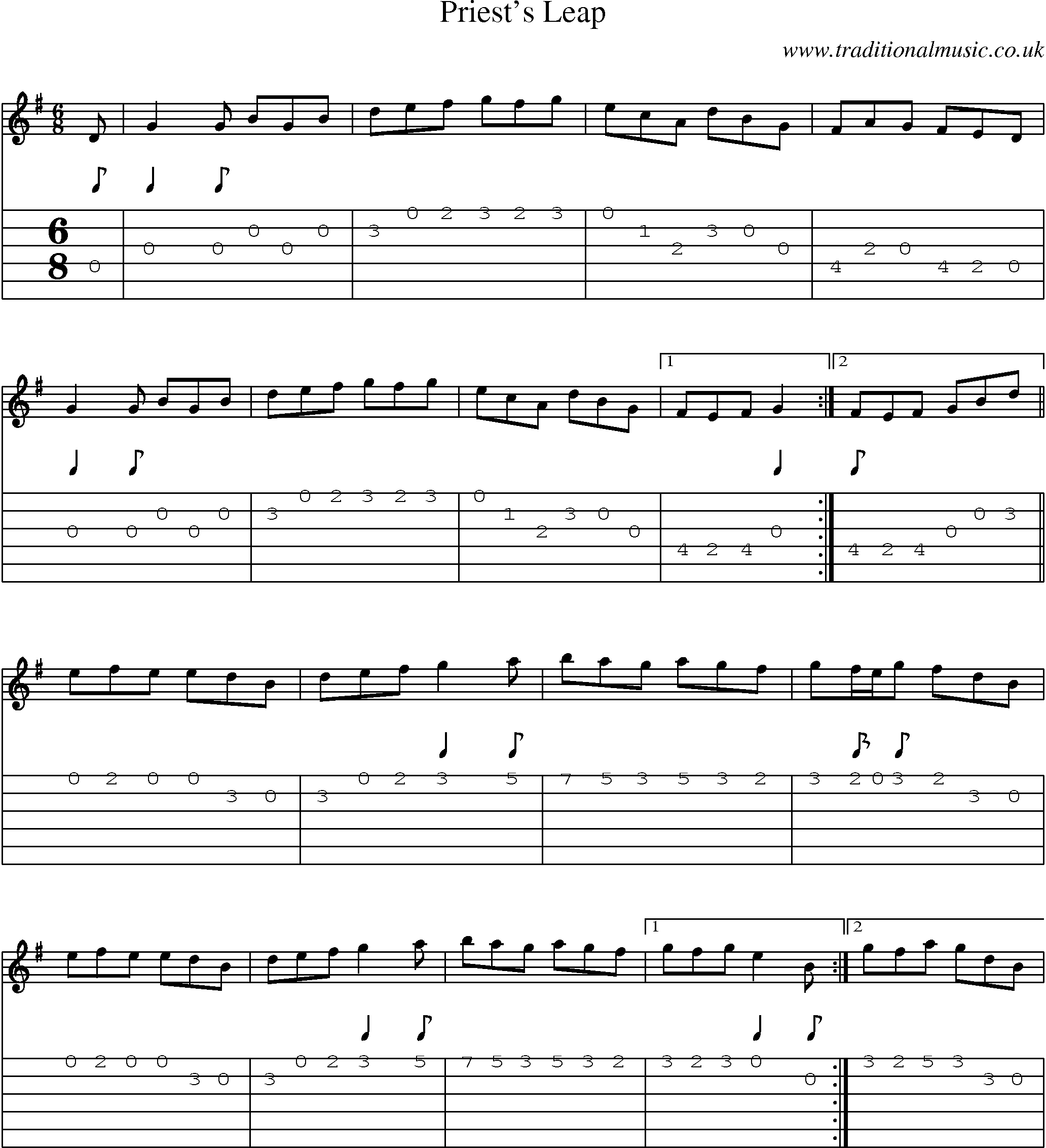 Music Score and Guitar Tabs for Priests Leap
