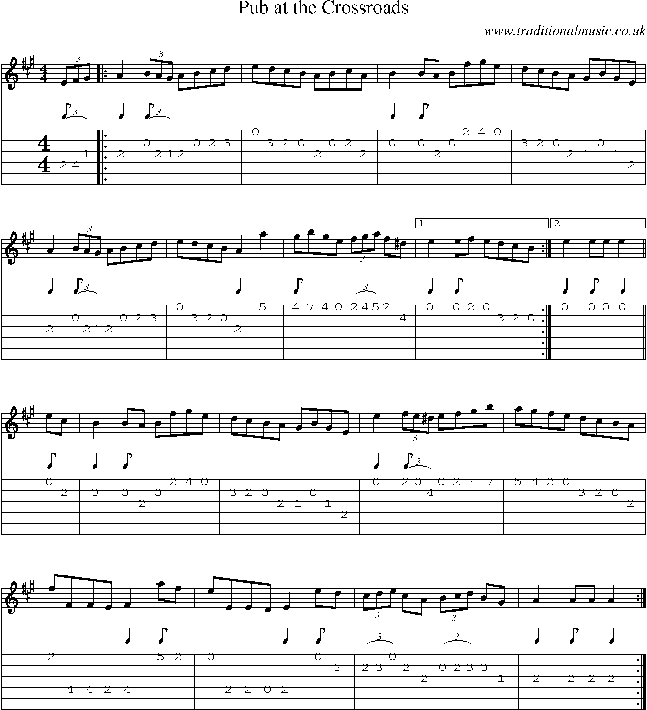 Music Score and Guitar Tabs for Pub At Crossroads