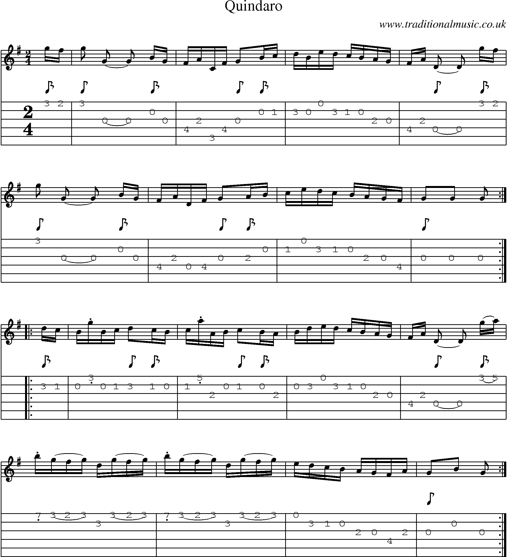 Music Score and Guitar Tabs for Quindaro