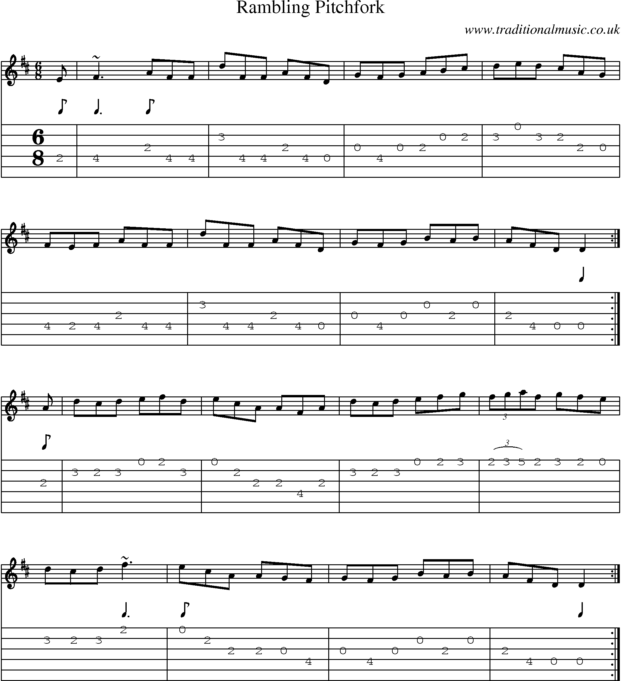 Music Score and Guitar Tabs for Rambling Pitchfork