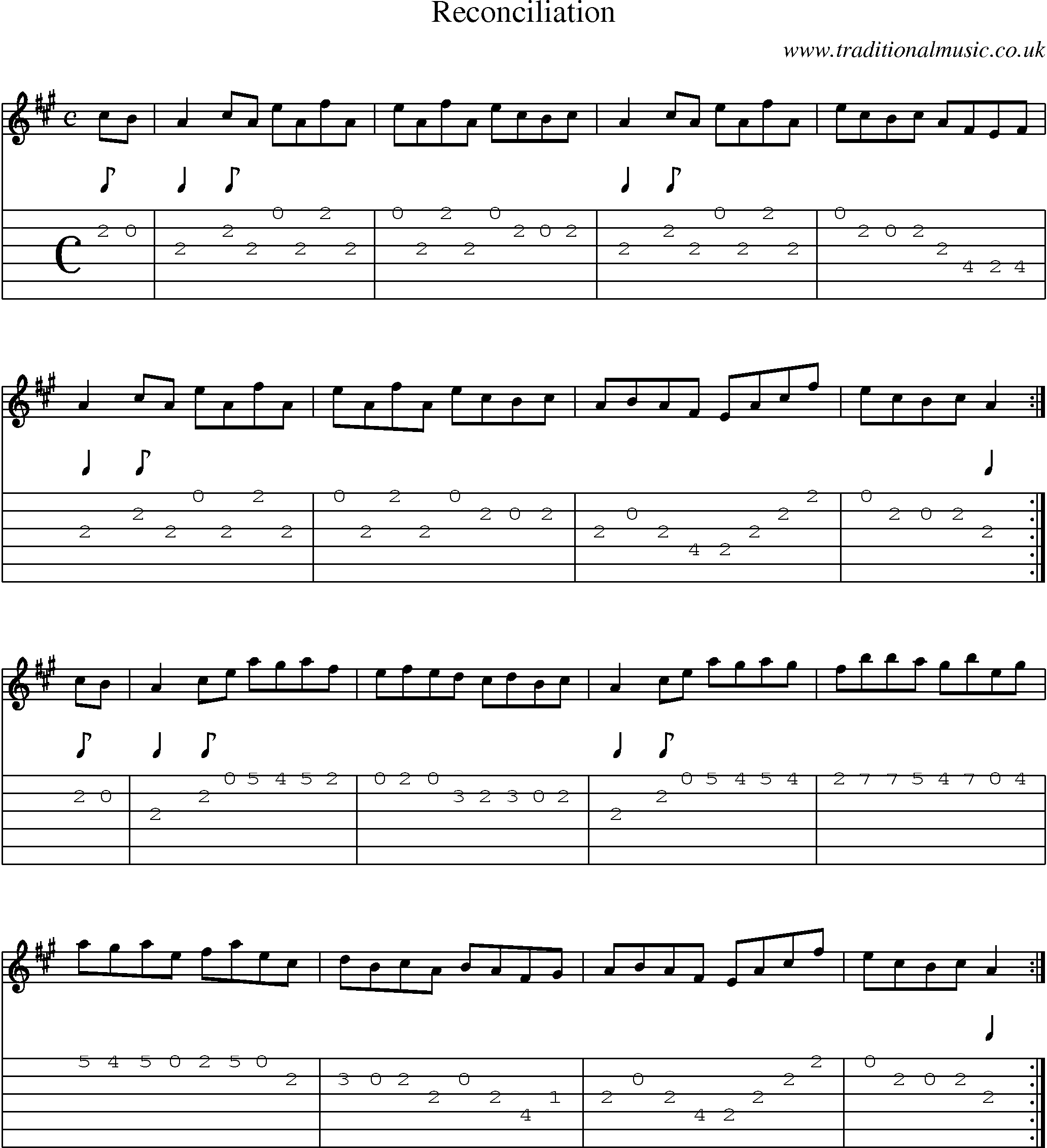 Music Score and Guitar Tabs for Reconciliation