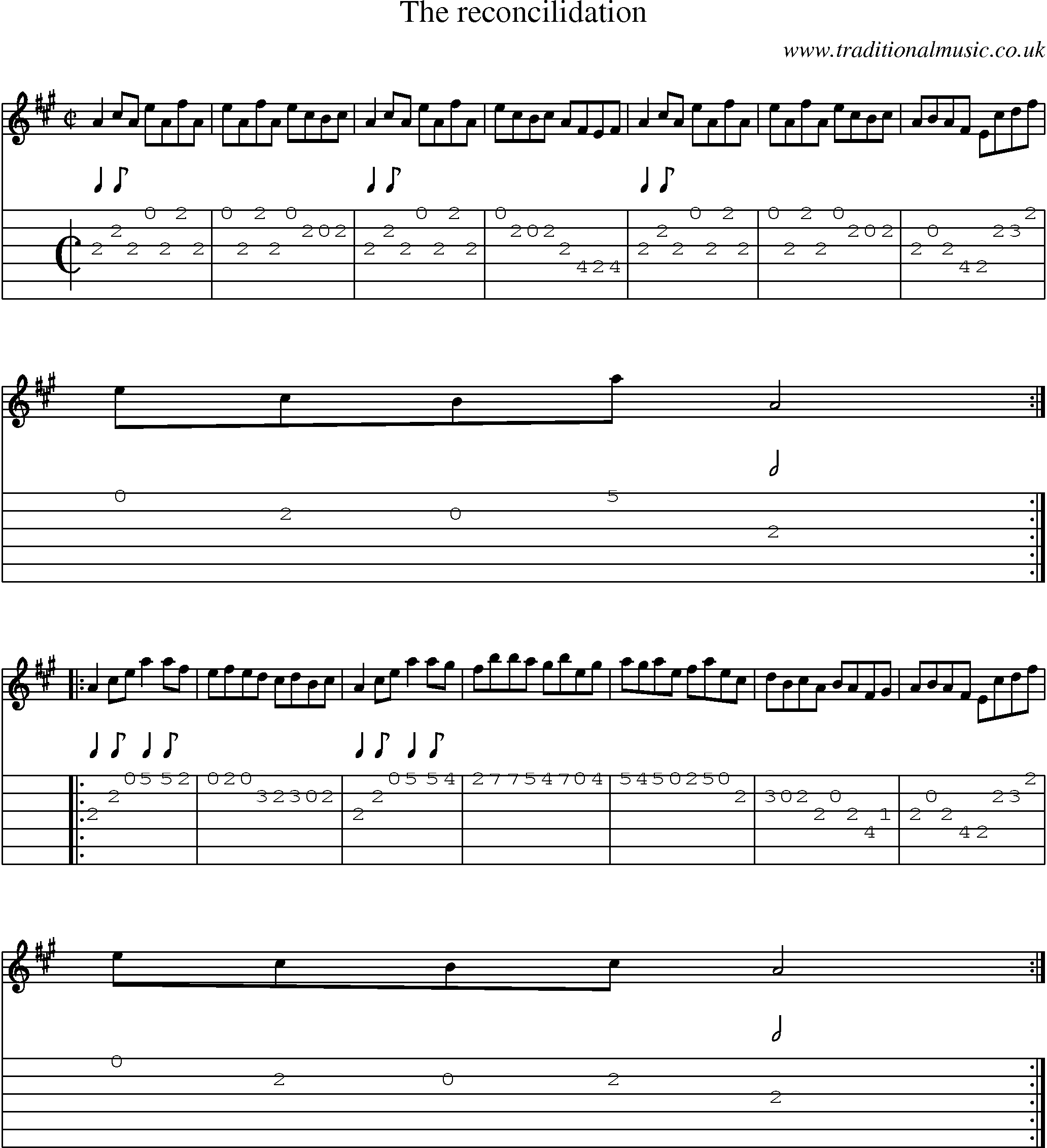 Music Score and Guitar Tabs for Reconcilidation