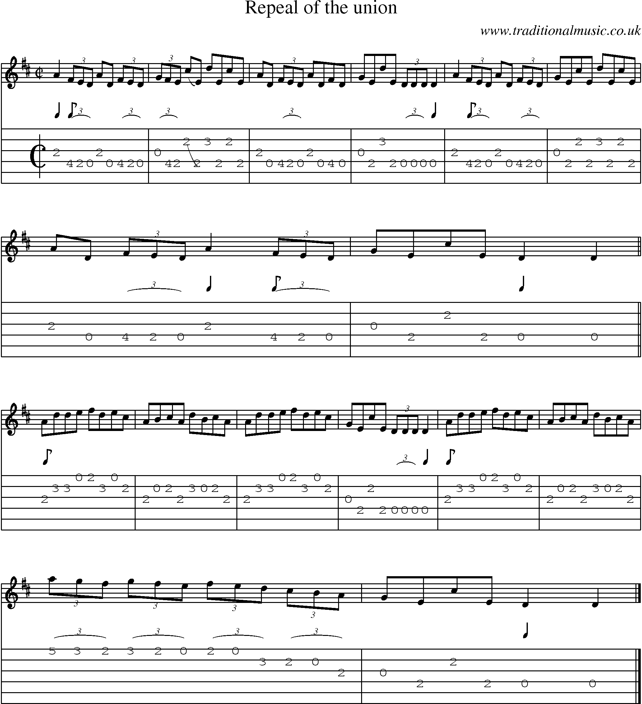 Music Score and Guitar Tabs for Repeal Of The Union