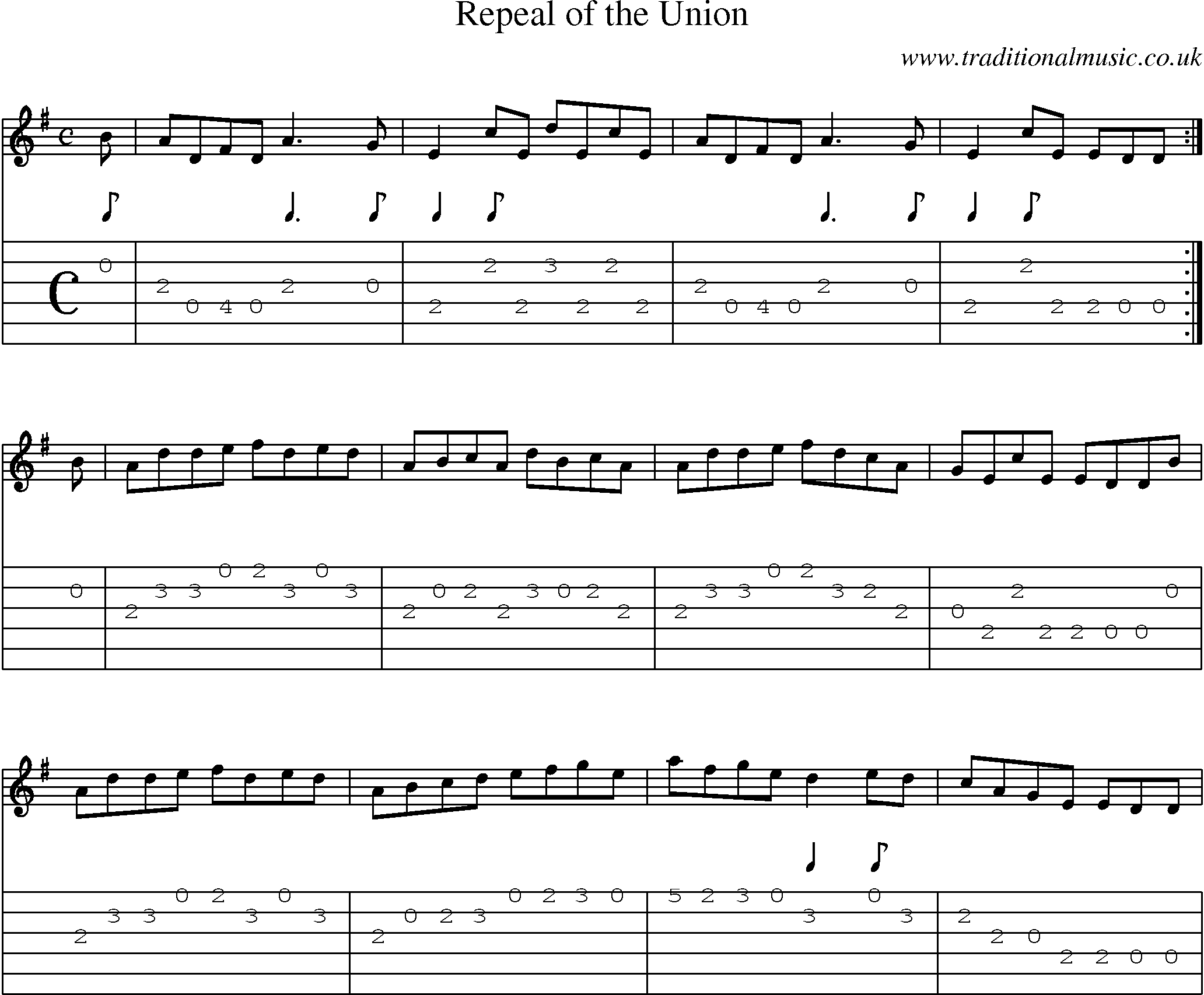 Music Score and Guitar Tabs for Repeal Of Union