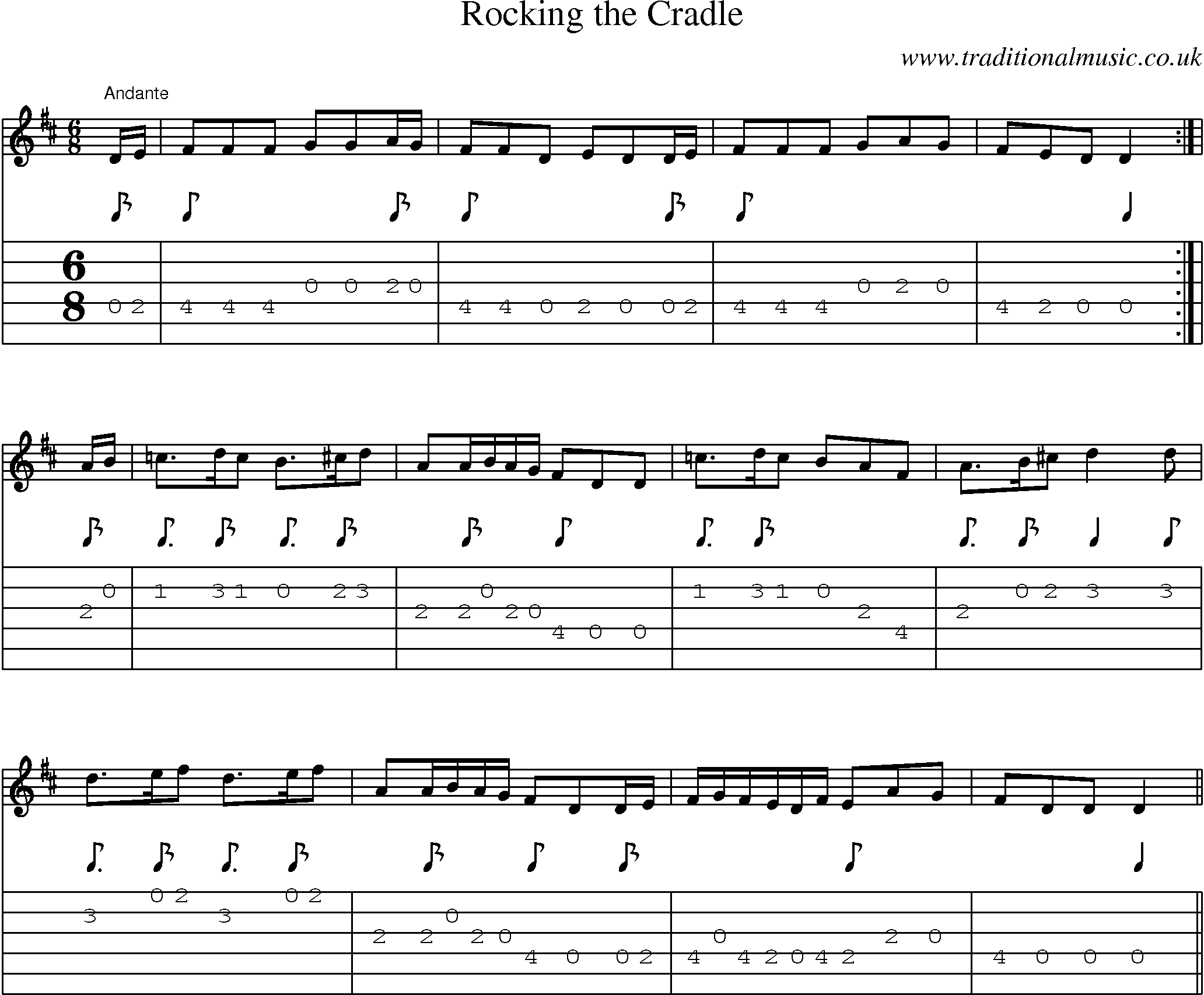 Music Score and Guitar Tabs for Rocking Cradle