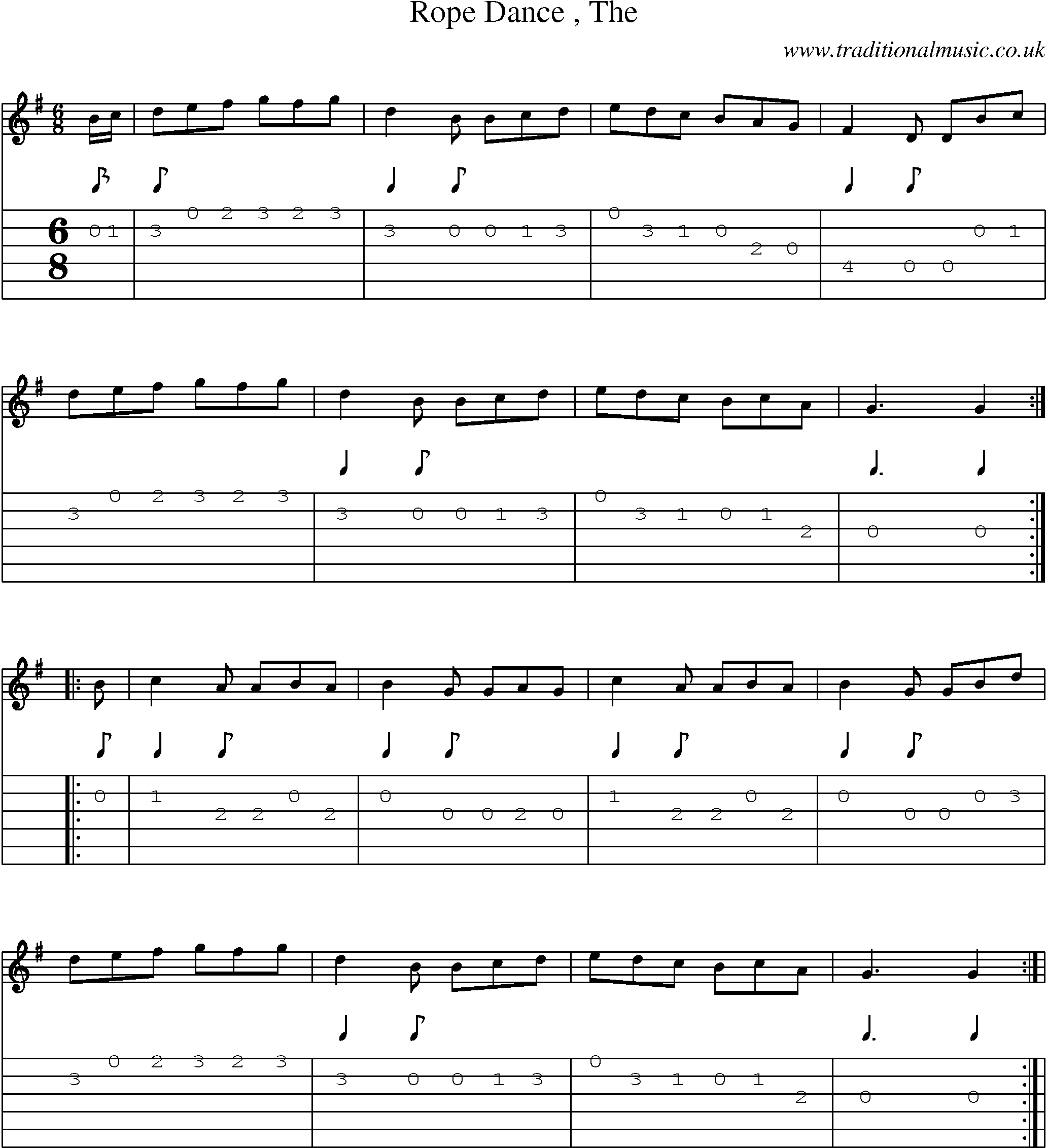 Music Score and Guitar Tabs for Rope Dance