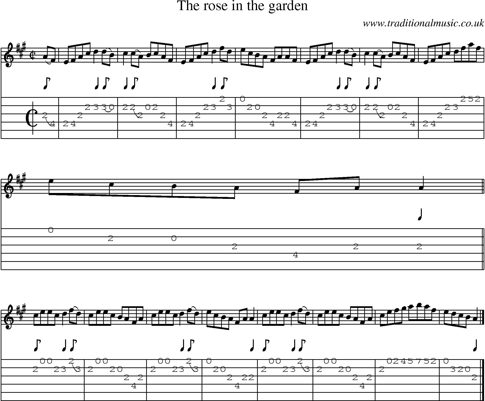 Music Score and Guitar Tabs for Rose In The Garden