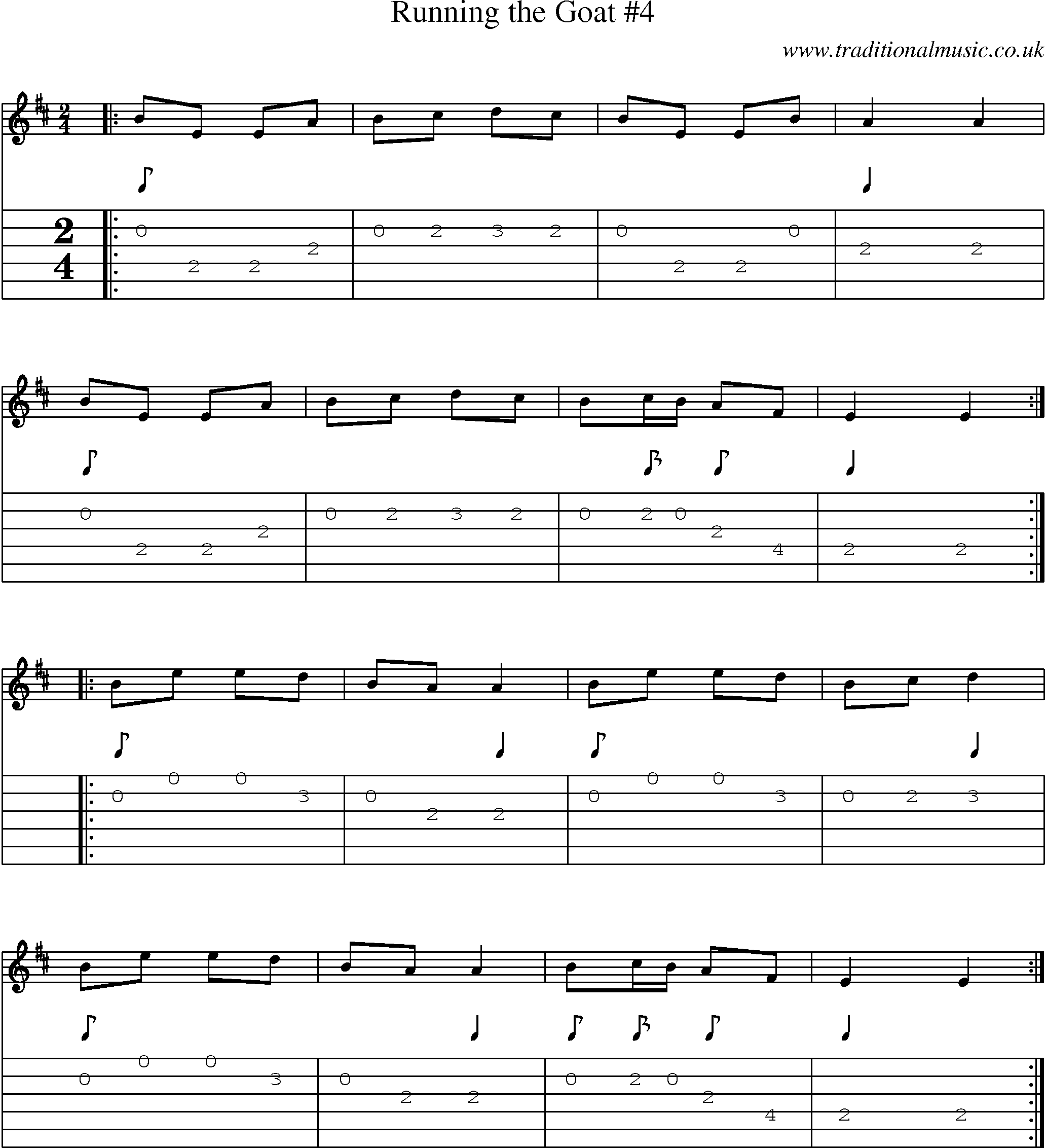 Music Score and Guitar Tabs for Running Goat 4