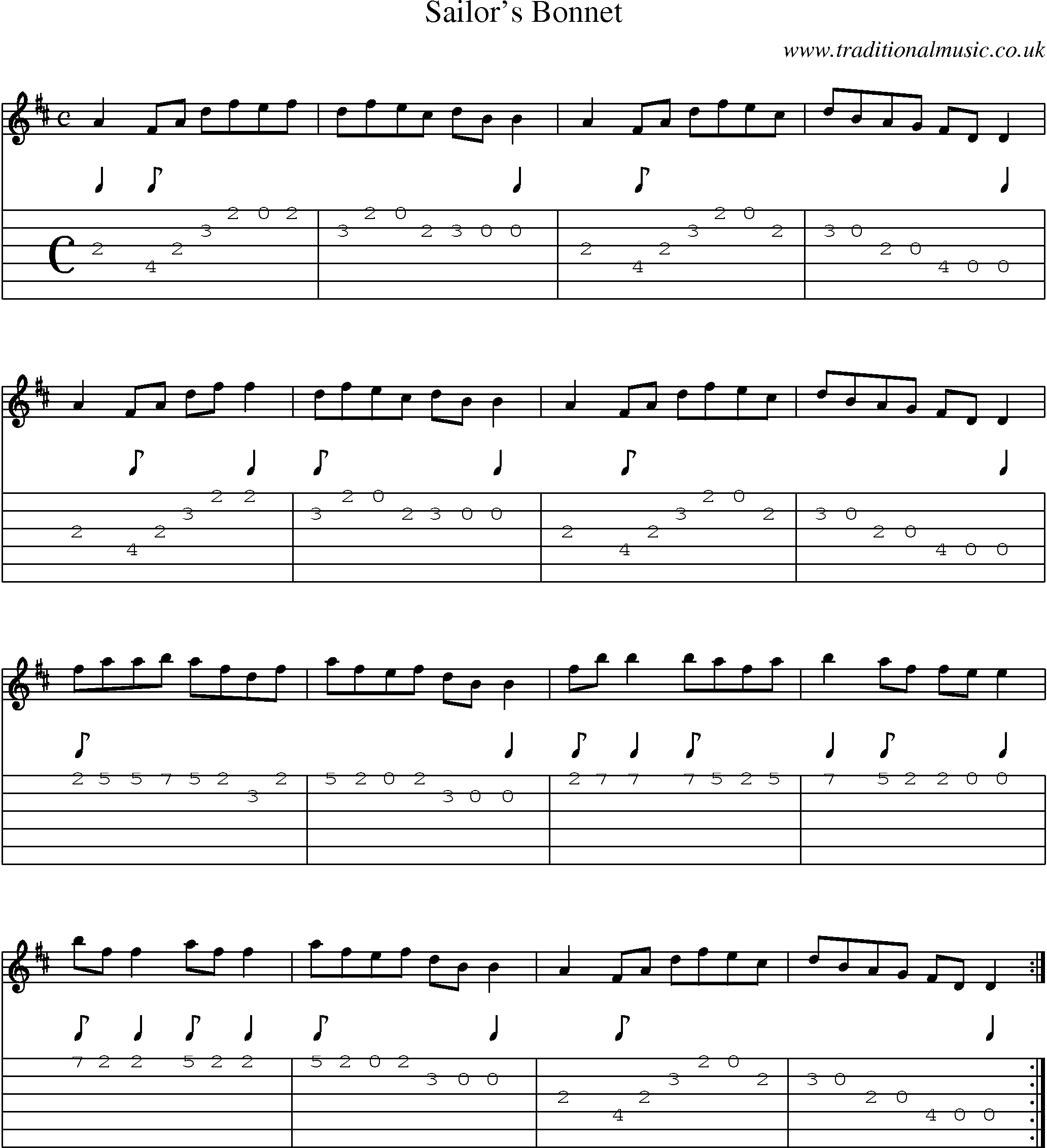 Music Score and Guitar Tabs for Sailors Bonnet