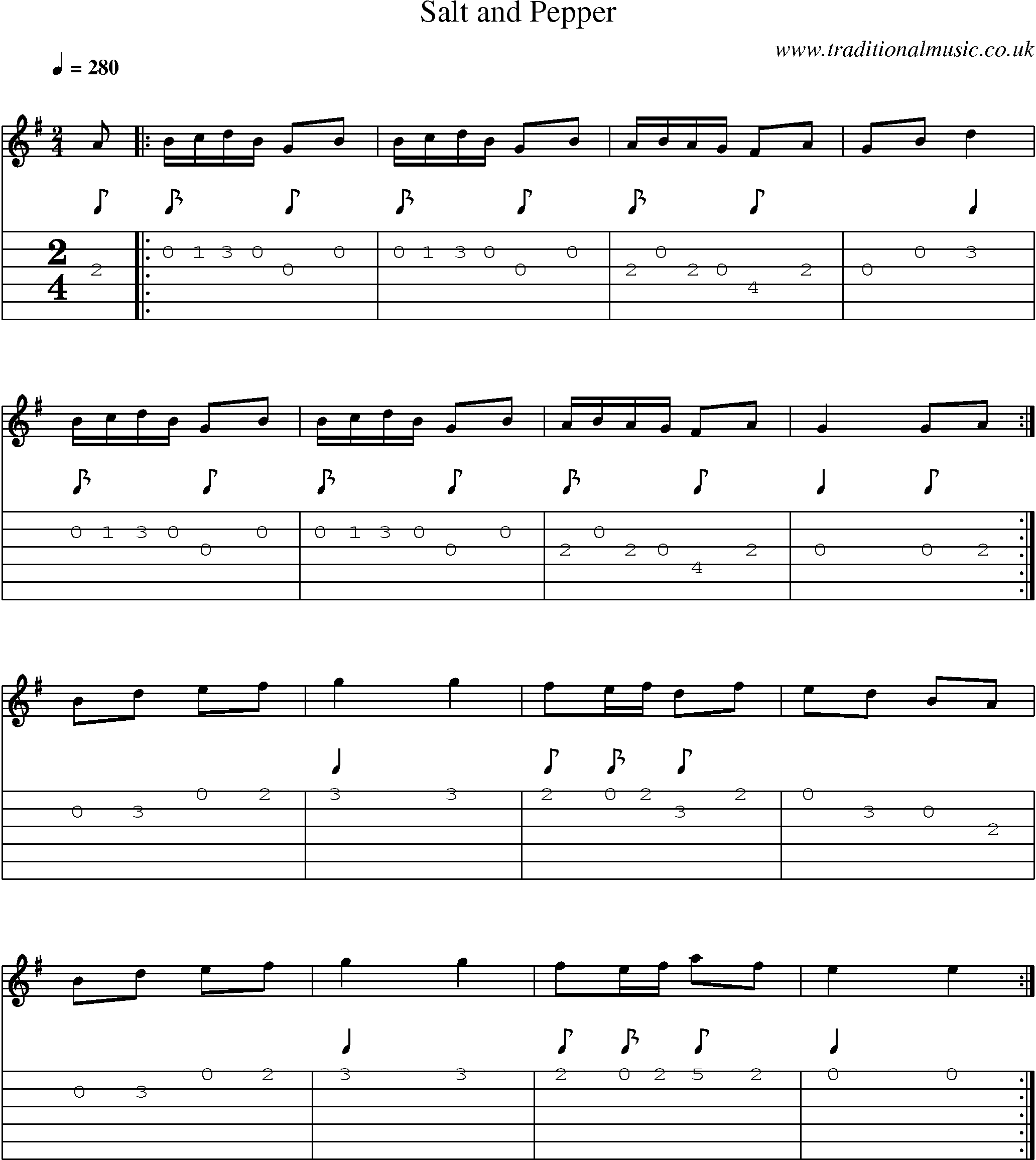 Music Score and Guitar Tabs for Salt And Pepper