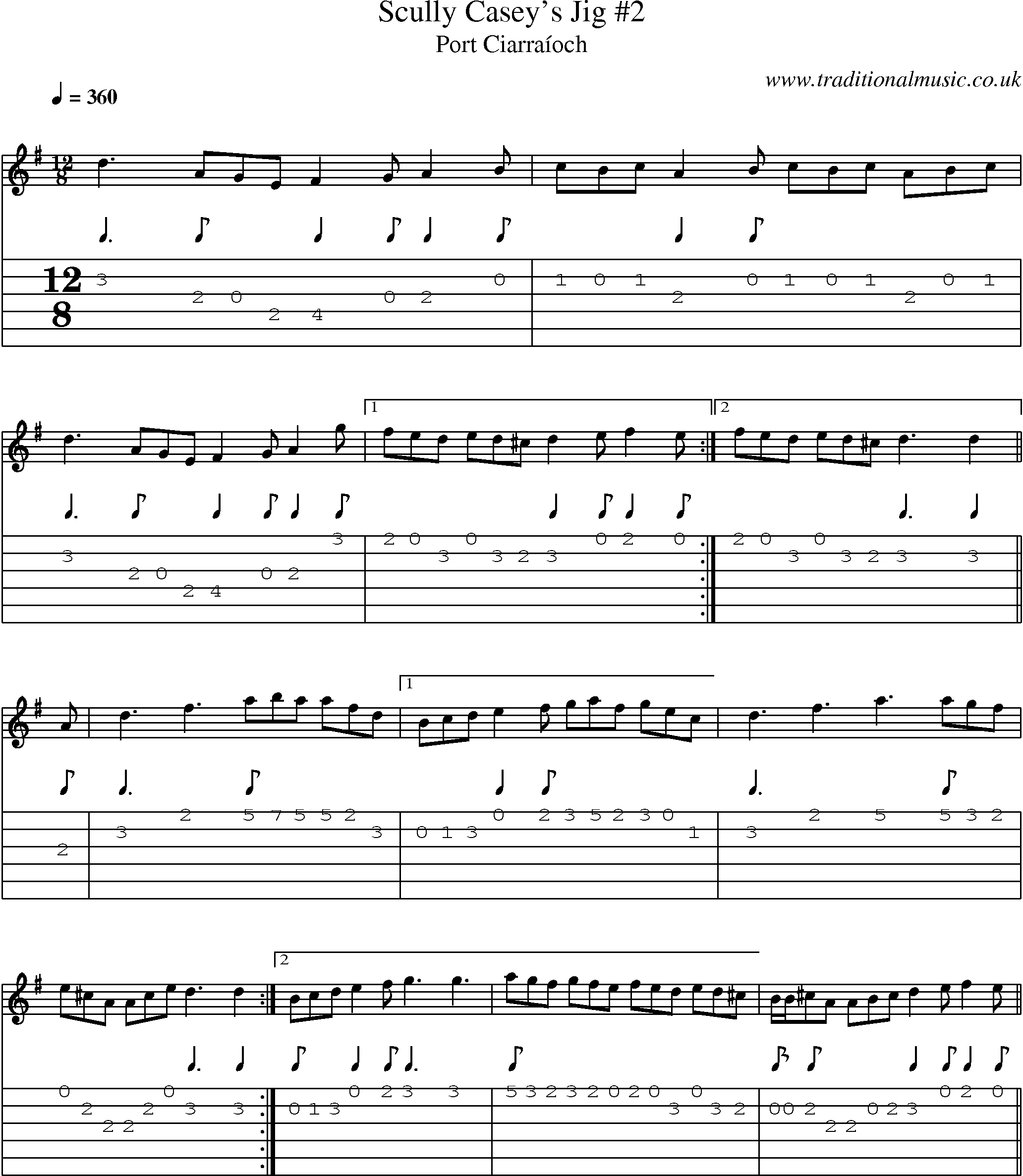 Music Score and Guitar Tabs for Scully Caseys Jig 2