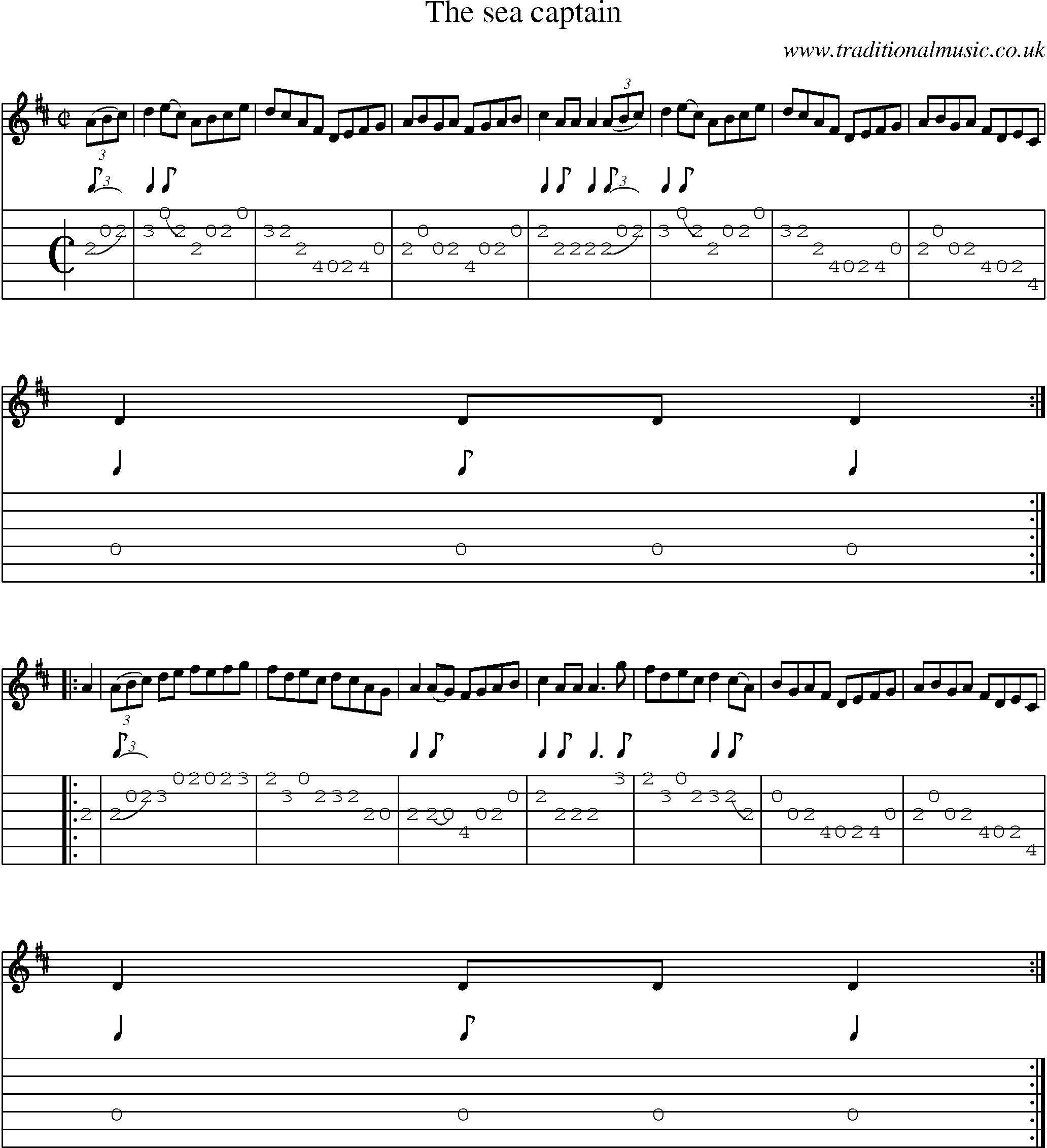 Music Score and Guitar Tabs for Sea Captain