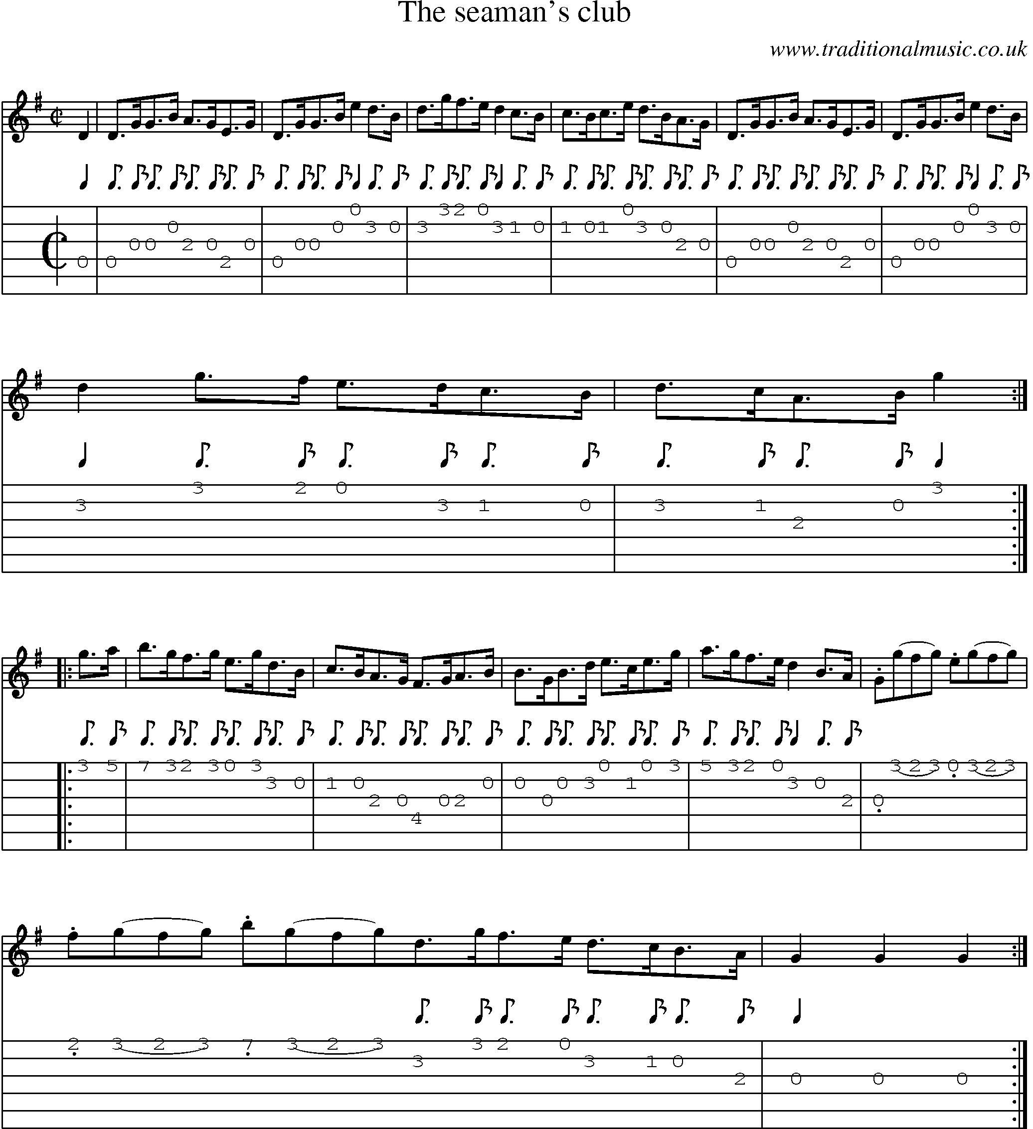 Music Score and Guitar Tabs for Seamans Club