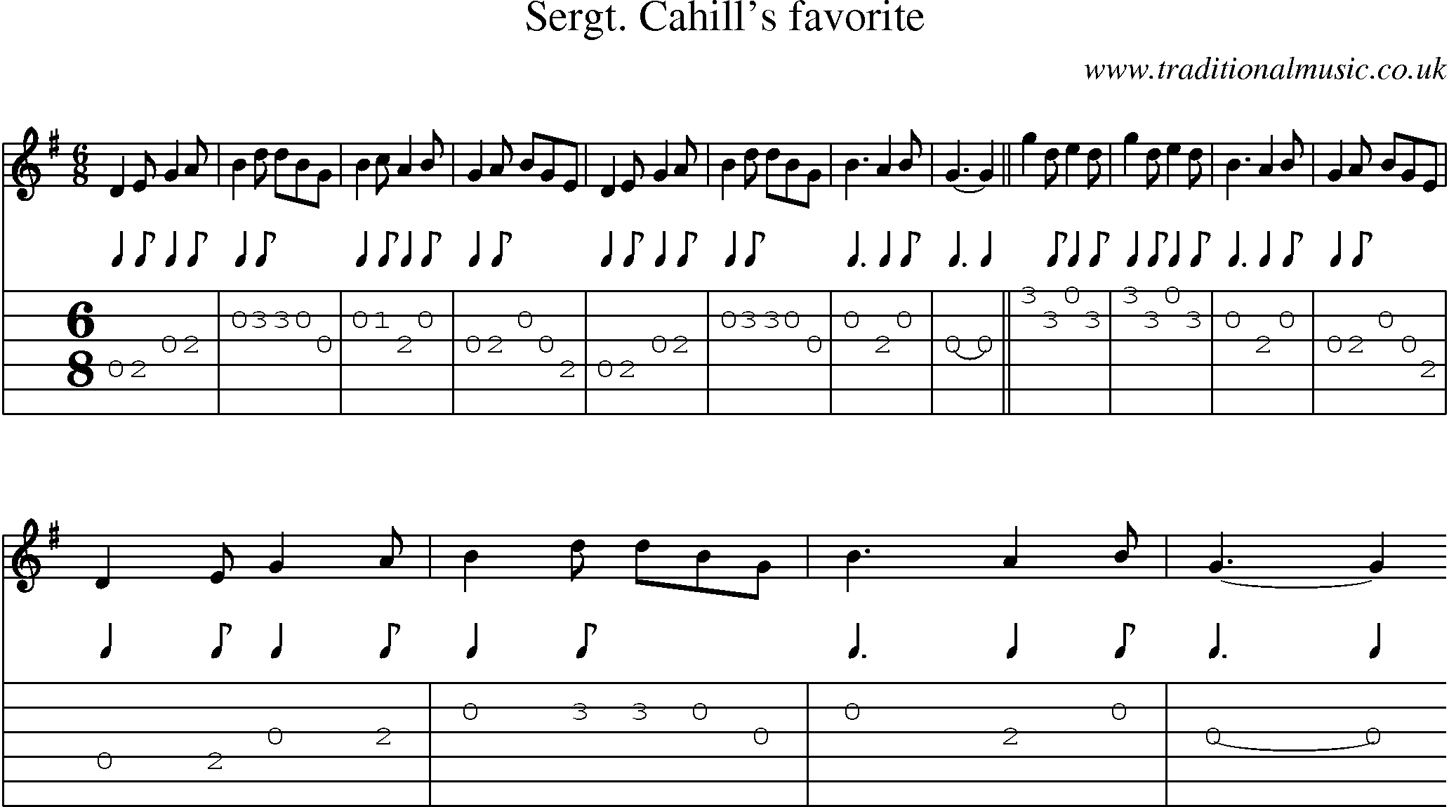 Music Score and Guitar Tabs for Sergt Cahills Favorite