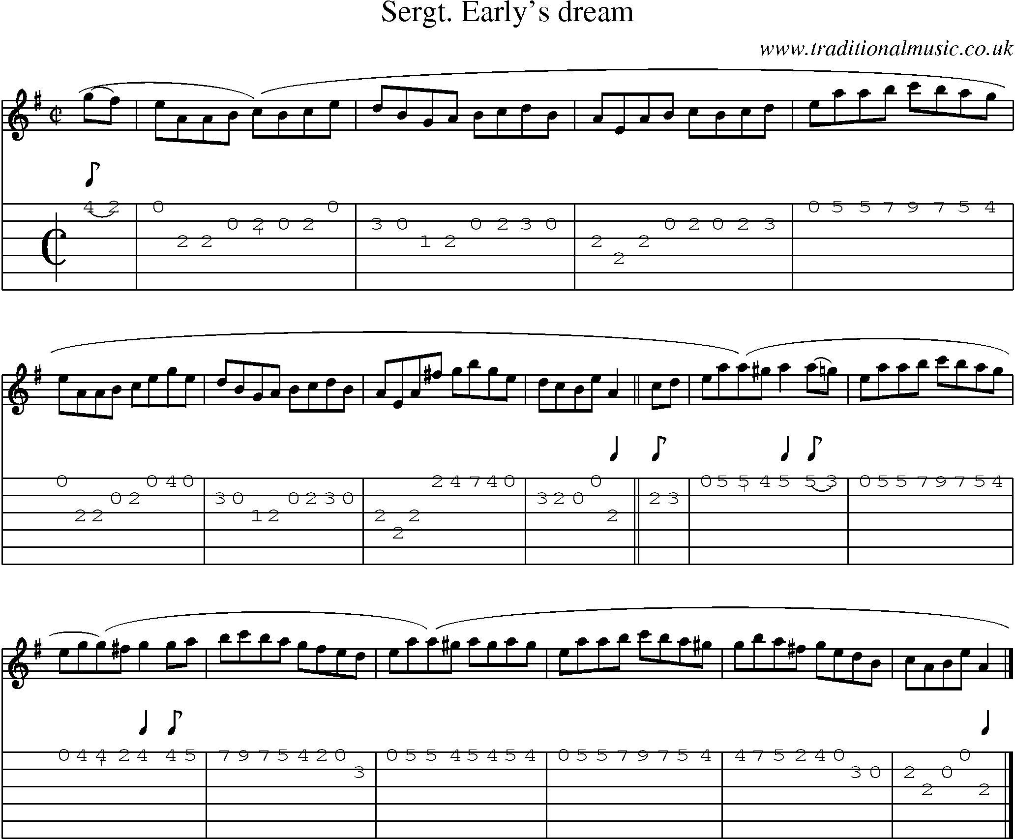 Music Score and Guitar Tabs for Sergt Earlys Dream